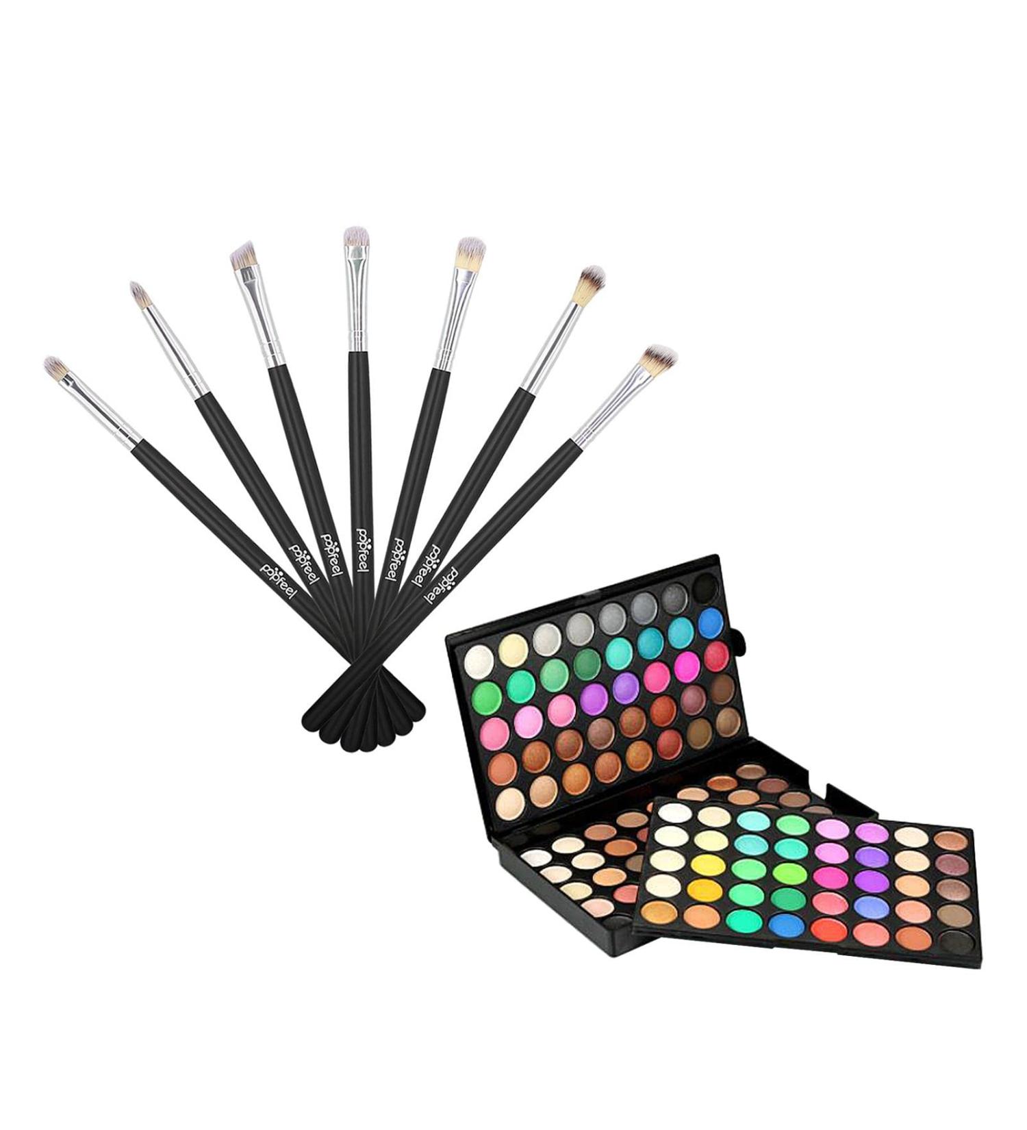 Amagogo 120 Colors Eyeshadow / 7 Brushes Shimmer Matte Waterproof Eye Shadows Party Wedding Makeup Foldable Women Present - Buy Online on GoSupps.com