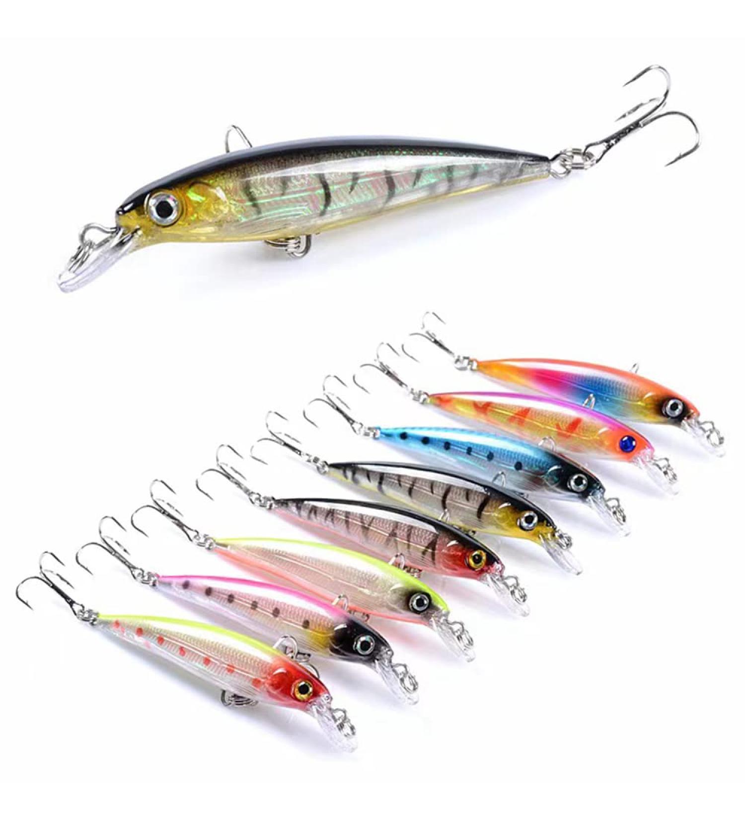8pcs Fishing Minnow Lures and Crank Baits for Salmon, Redfish, Trout, Bass, Walleye - Sinking Jerkbait, Diving, and Hard Lures - Buy Online on GoSupps.com