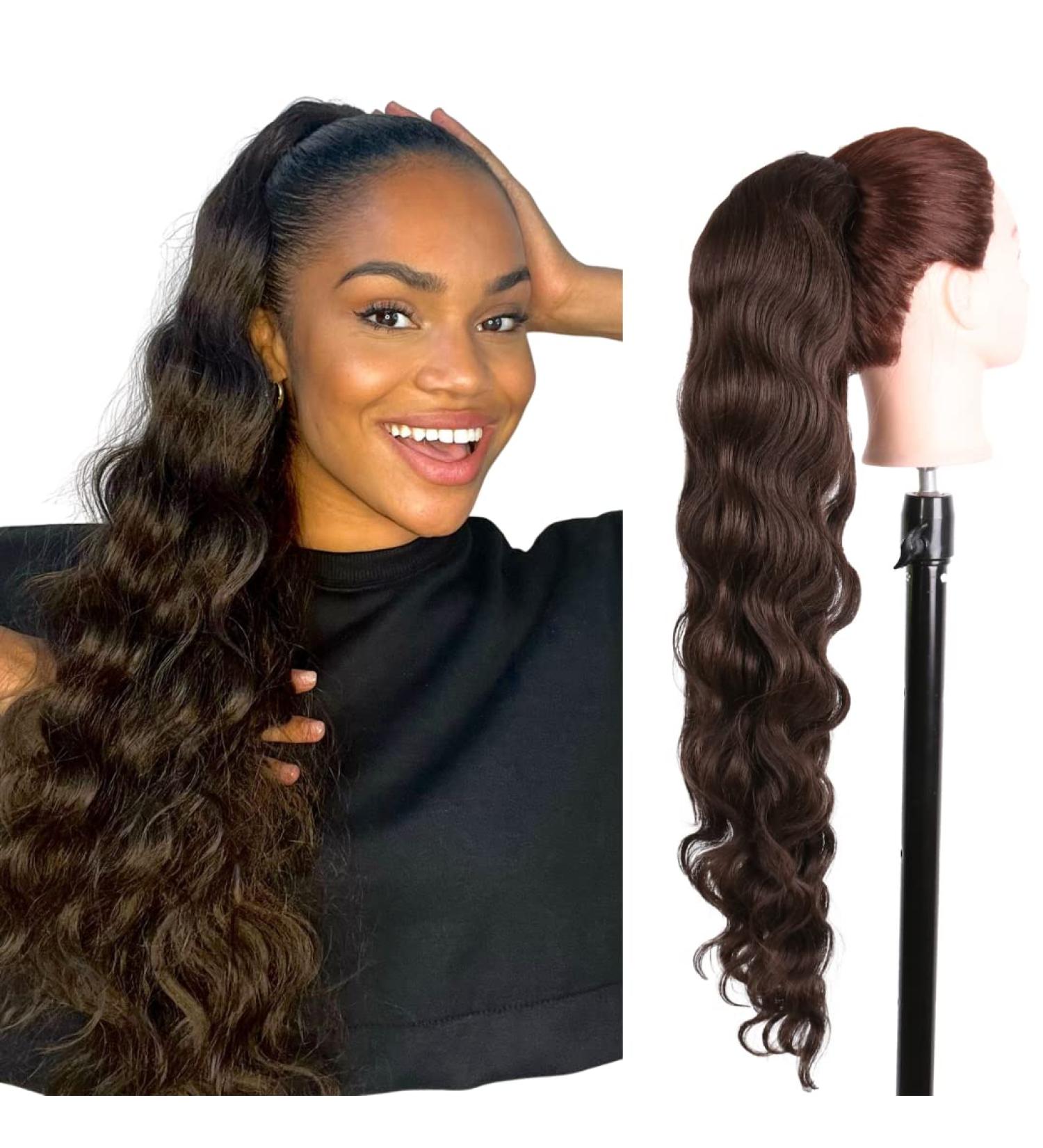 Ponytail Extension VANESSA Wavy Hair 70 cm (4 Dark Brown) - Buy Online on GoSupps.com