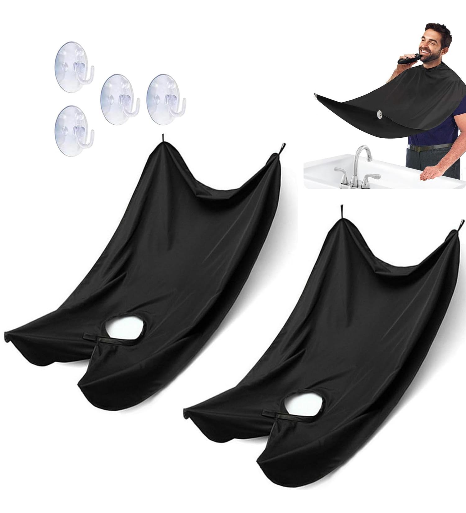 Jootuepo Beard Bibs for Men - 2 Pack Waterproof Trimming Catcher with 4 Suction Cups Non-Stick Care Cloth - Perfect Gifts for Men (Black) - Buy Online on GoSupps.com