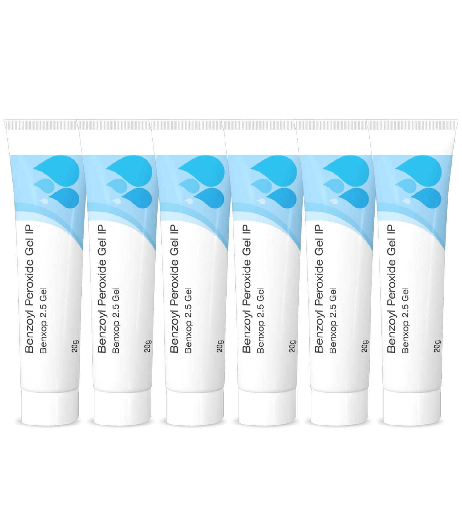Salve Benxop Benzoyl Peroxide 2.5% Pimples Cream 20gm (0.70 Oz) (2.5% Gel (Pack of 6))