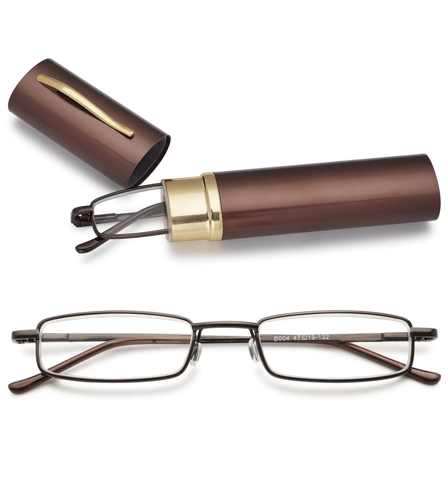 Magimodac Anti Blue Light Prescription Reading Glasses for Men & Women - Stylish Metal Narrow Design 3.0 Diopters Includes Pencils - Buy Online on GoSupps.com