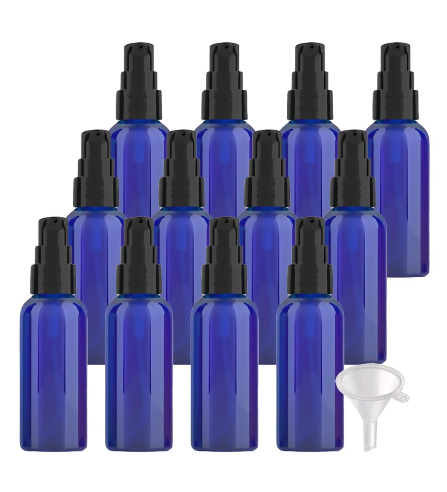 ZEOABSY 12 Pieces 50 ml Blue Lotion Bottles with Black Pump 50ml Empty PET Plastic Lotion Pump Bottle Cosmetic Gel Travel Container for Cosmetic Make up Cleaning + 2 x Funnel Blue 50 ml - Buy Online on GoSupps.com