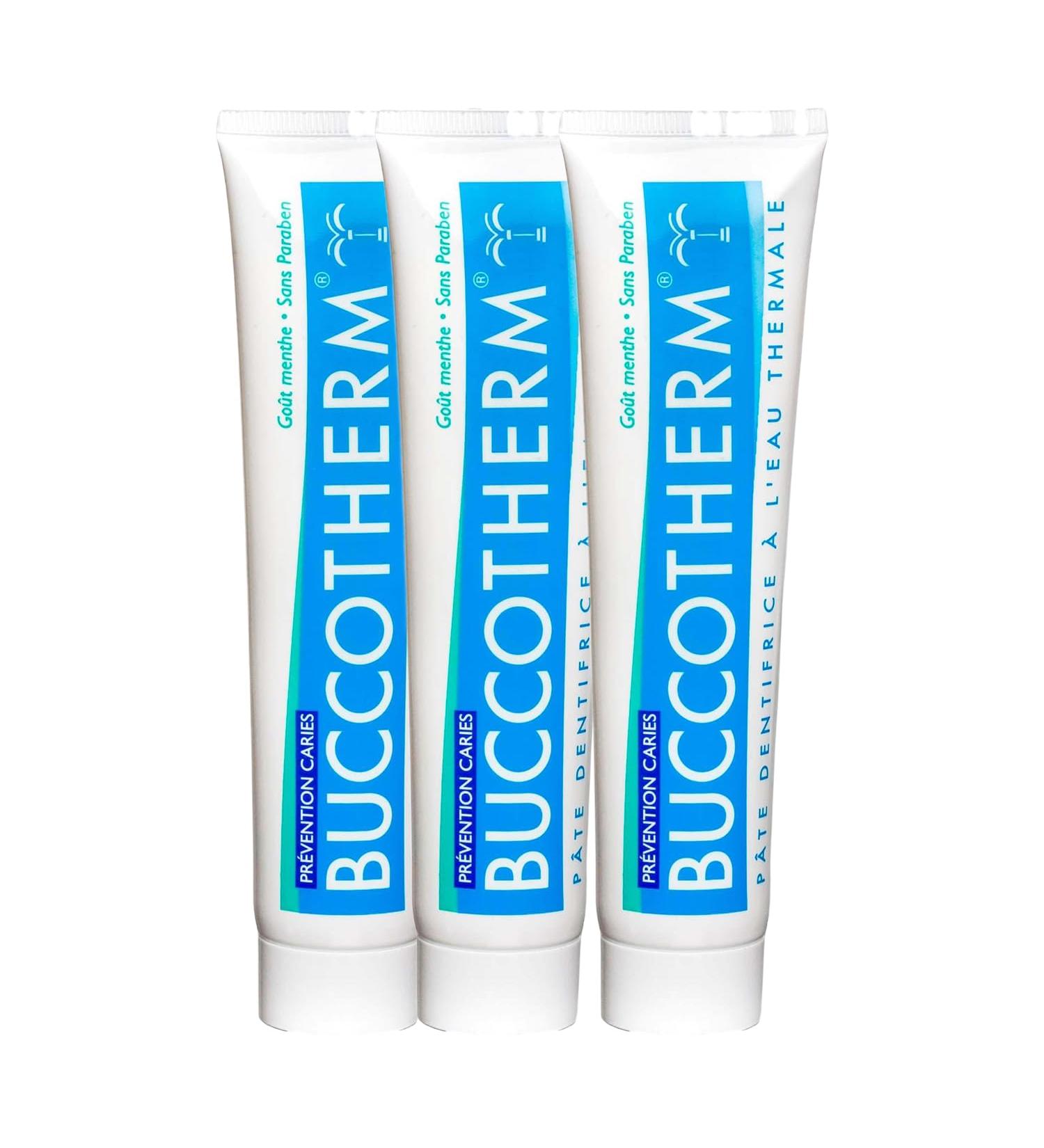 BUCCOTHERM | Toothpaste Prevention Caries Mint Taste | Certified Organic | Soothes Gums | Protects | Prevention of Caries | 100% Natural Ingredients | Pack of 3 x 75 ml - Buy Online on GoSupps.com