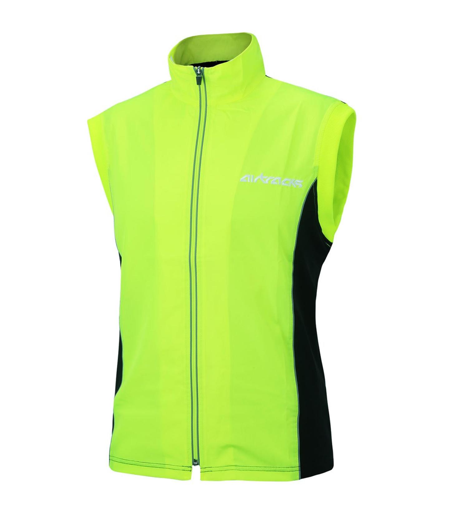 Airtracks Thermo Functional bicycle vest Pro - Running vest - wheel vest - warm - breathable - windproof - water -repellent - reflectors L neon
