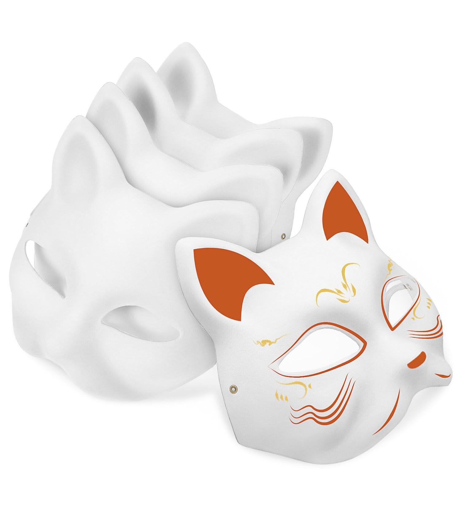 Buy Ifundom Cat Mask - 5 Pack DIY Hand-Painted White Paper Mache Masks for Masquerade & Costume Accessories - International Shipping - Buy Online on GoSupps.com