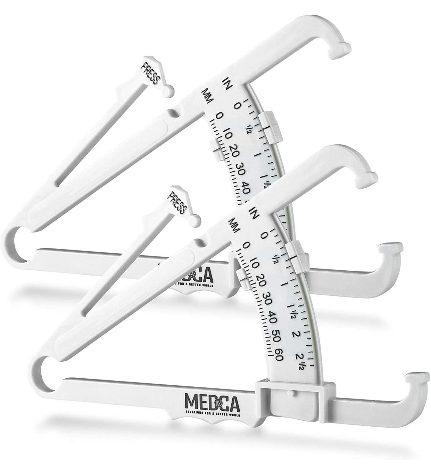 Skin Fold Body Fat Analyzer - Portable BMI Measuring Device (2 Pieces White) | Medca Skin Folding Fat Measuring Tool - Buy Online on GoSupps.com