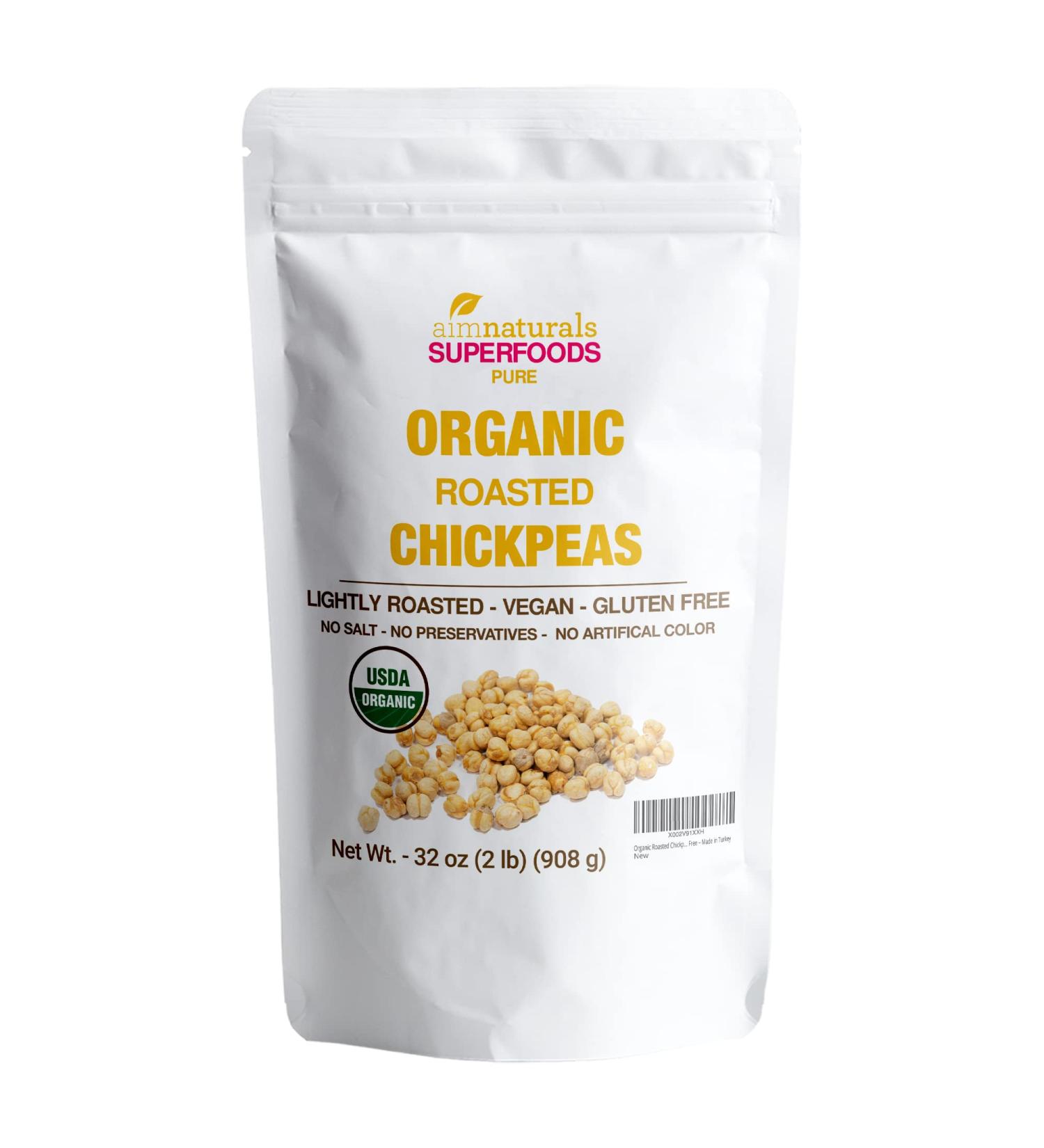 Organic Roasted Chickpeas 2 LB - USDA Certified, Healthy Snack, Non-GMO, Gluten-Free - Product of Turkey (1 Pack) - Buy Online on GoSupps.com