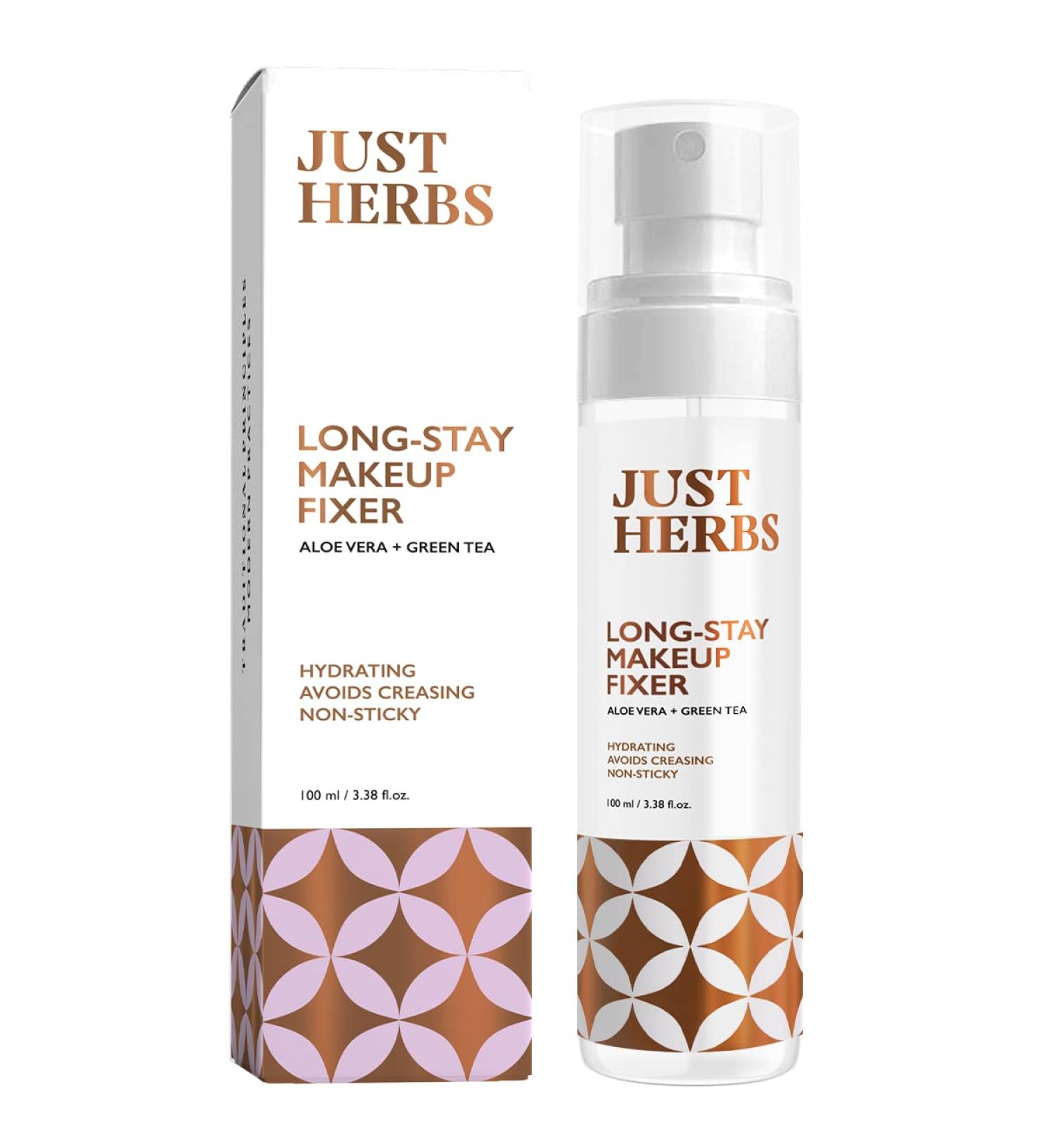 Just Herbs Long Stay Non Sticky Makeup Fixer Setting Spray for Face Makeup with Aloevera and Green Tea 100 ml - Buy Online on GoSupps.com
