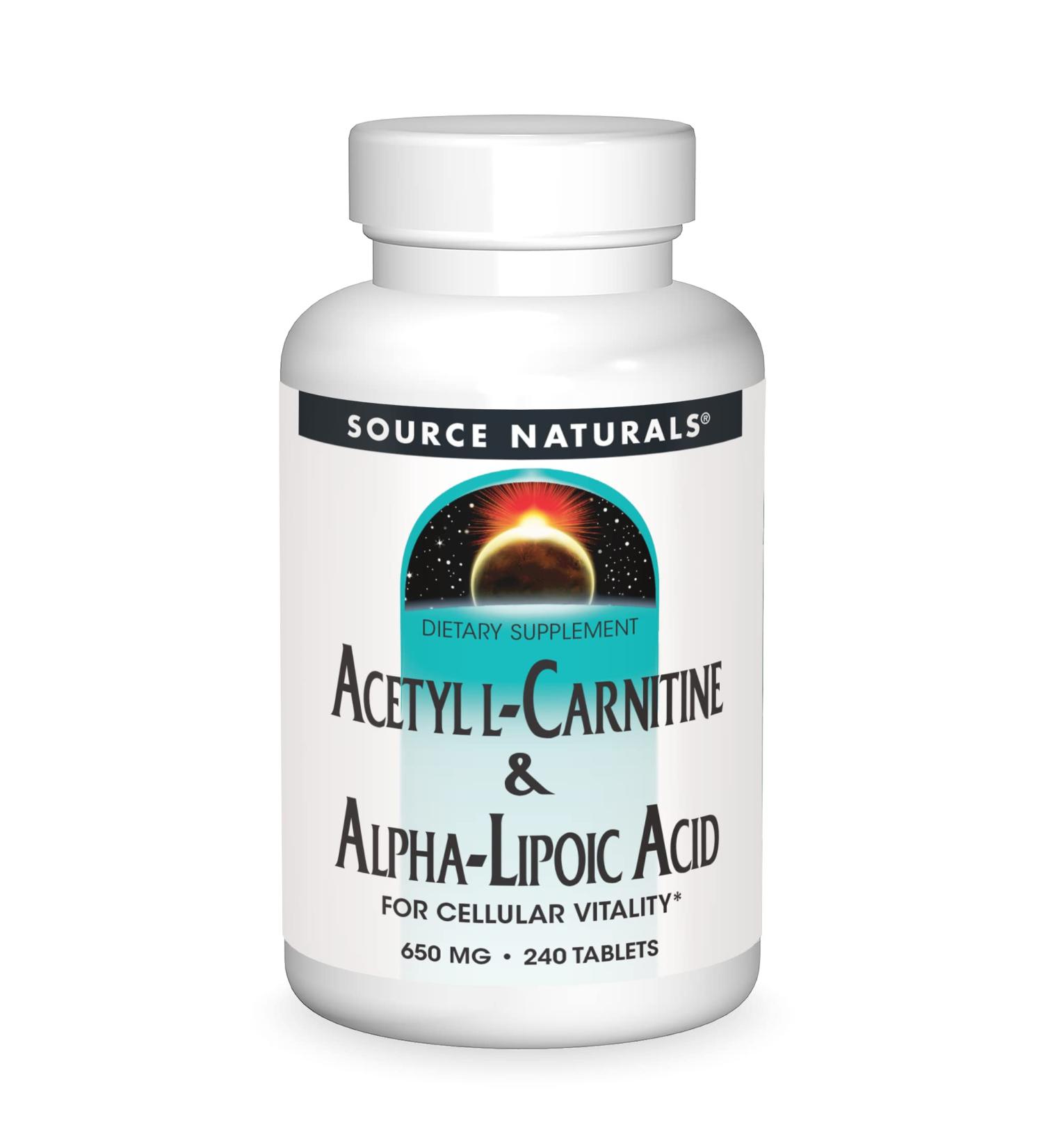 Source Naturals Acetyl L-Carnitine & Alpha-Lipoic Acid 650mg - 240 Tablets - Buy Online on GoSupps.com