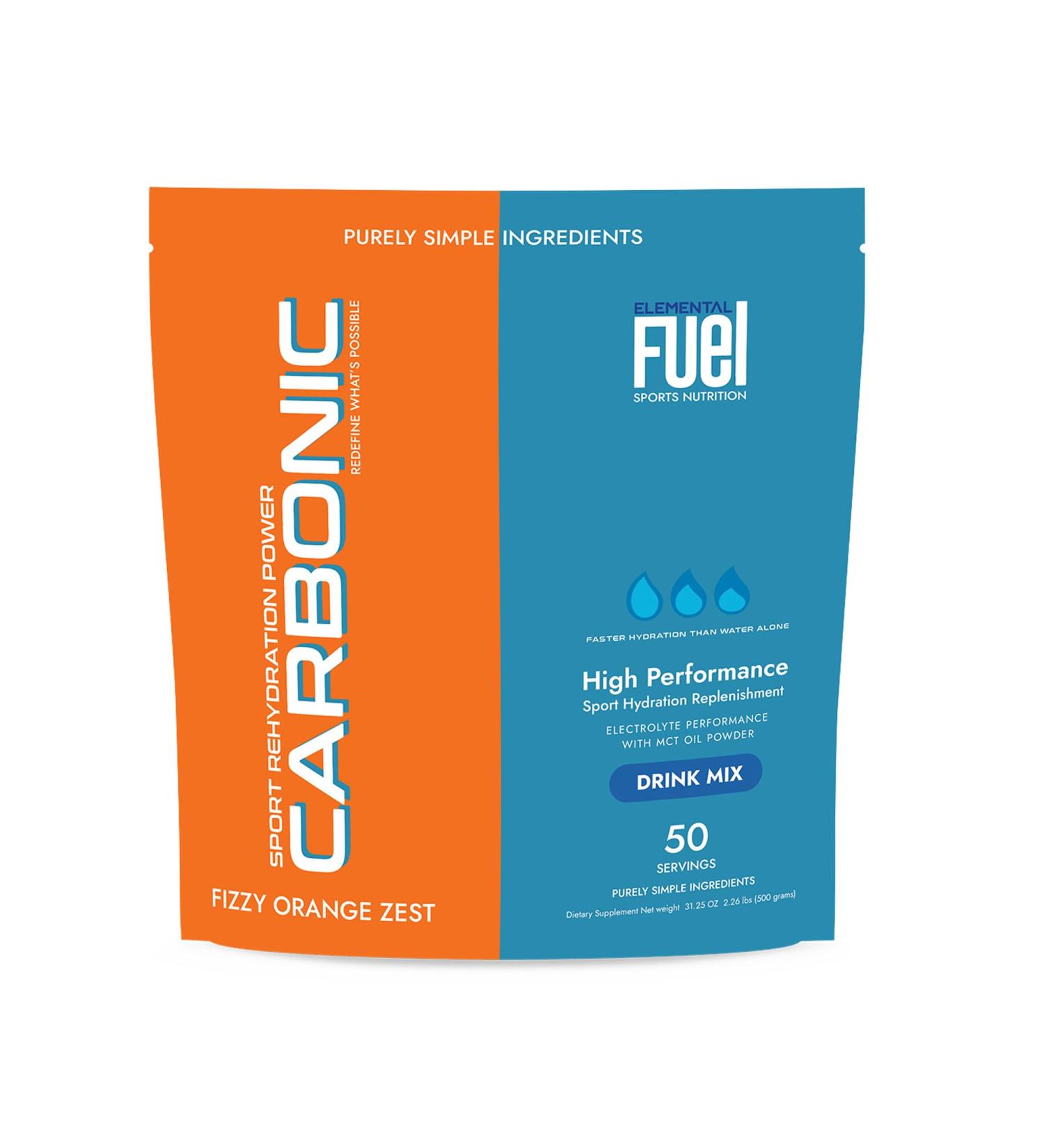 Buy Carbonic Orange Zest Hydration & MCT Oil Powder - Advanced Electrolyte & MCT Formula for Enhanced Hydration Energy & Recovery - 50 Servings - Buy Online on GoSupps.com