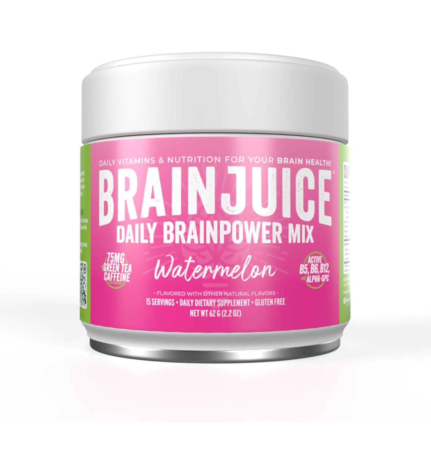 BrainJuice Daily BrainPower Mix - Watermelon | Premium Nootropic Supplement for Energy, Focus, Memory & Mood - Buy Online on GoSupps.com
