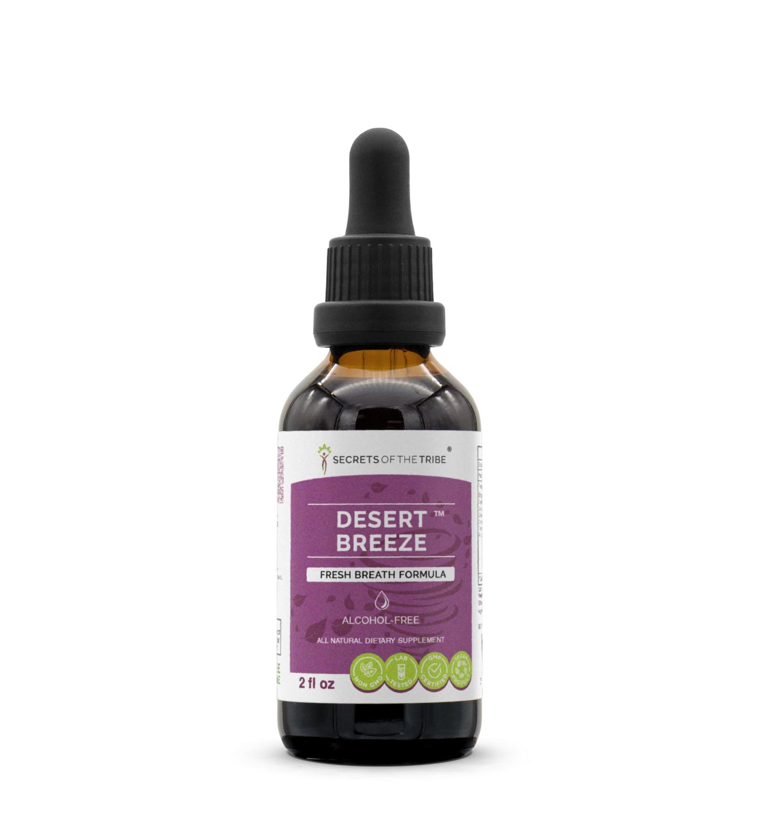 Desert Breeze Alcohol-Free, Glycerite Sage, Green Tea, Ginkgo, Cranberry, Turmeric, Peppermint. Tincture, Herbal Extract Fresh Breath Formula 2 OZ 2 Fl Oz (Pack of 1) - Buy Online on GoSupps.com