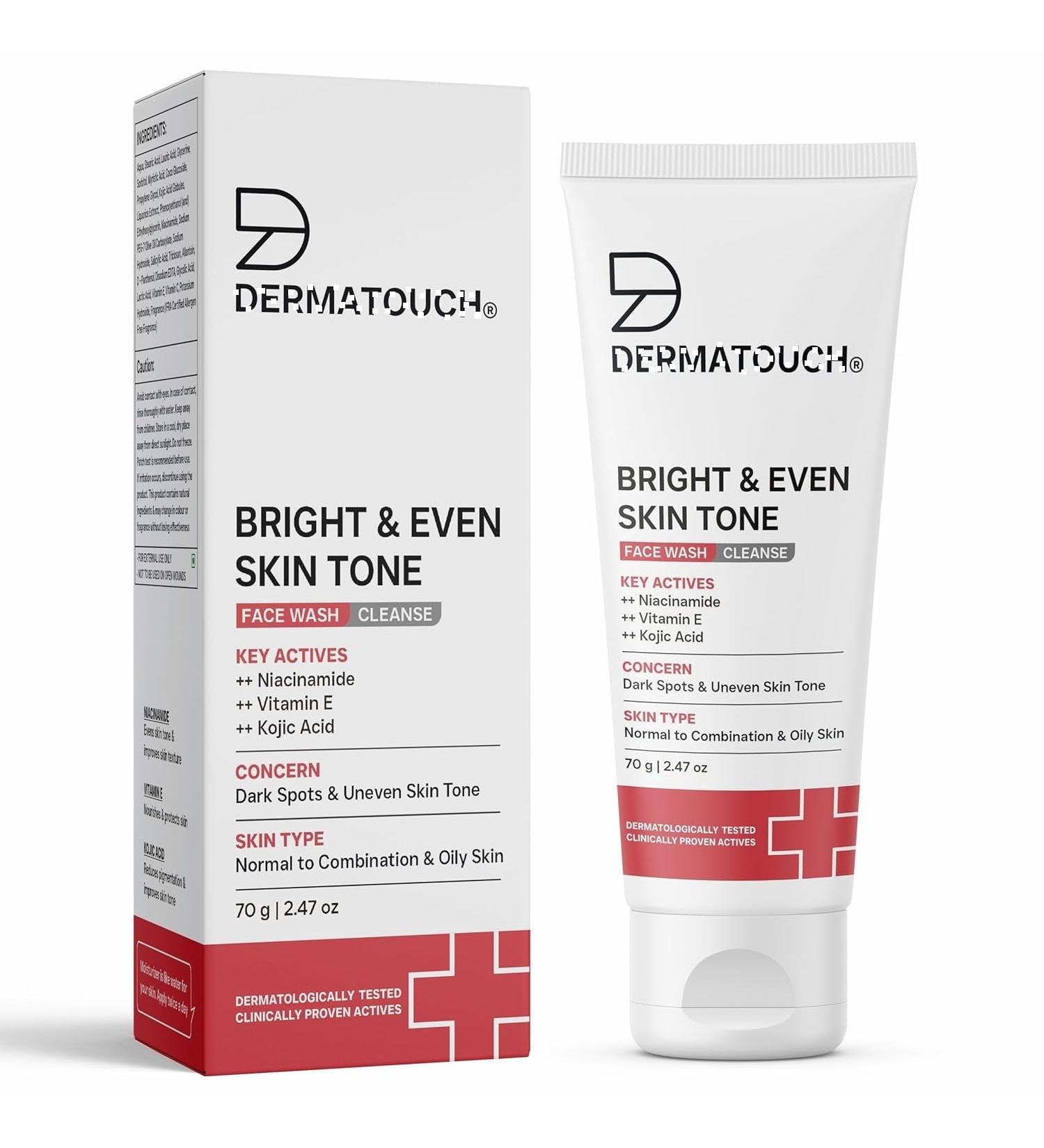 Bright & Even Tone Face Wash with Niacinamide Vitamin E and Kojic Acid | Daily Gentle Face Cleanser For Tan Pigmentation Uneven Tone Dark Spot Removal - 70G - Buy Online on GoSupps.com