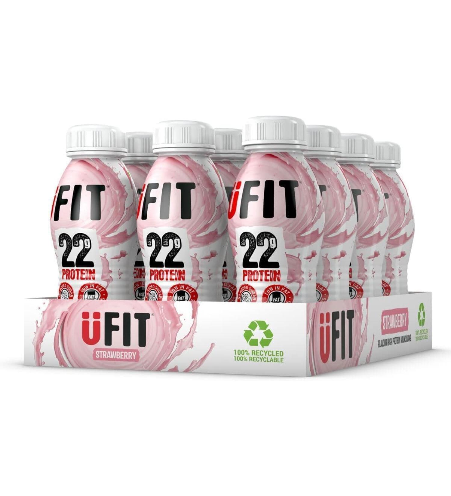 UFIT 310 ml Strawberry 22g- RTD High Protein Shake Drink - Pack of 12 - Sold by Shop4Less