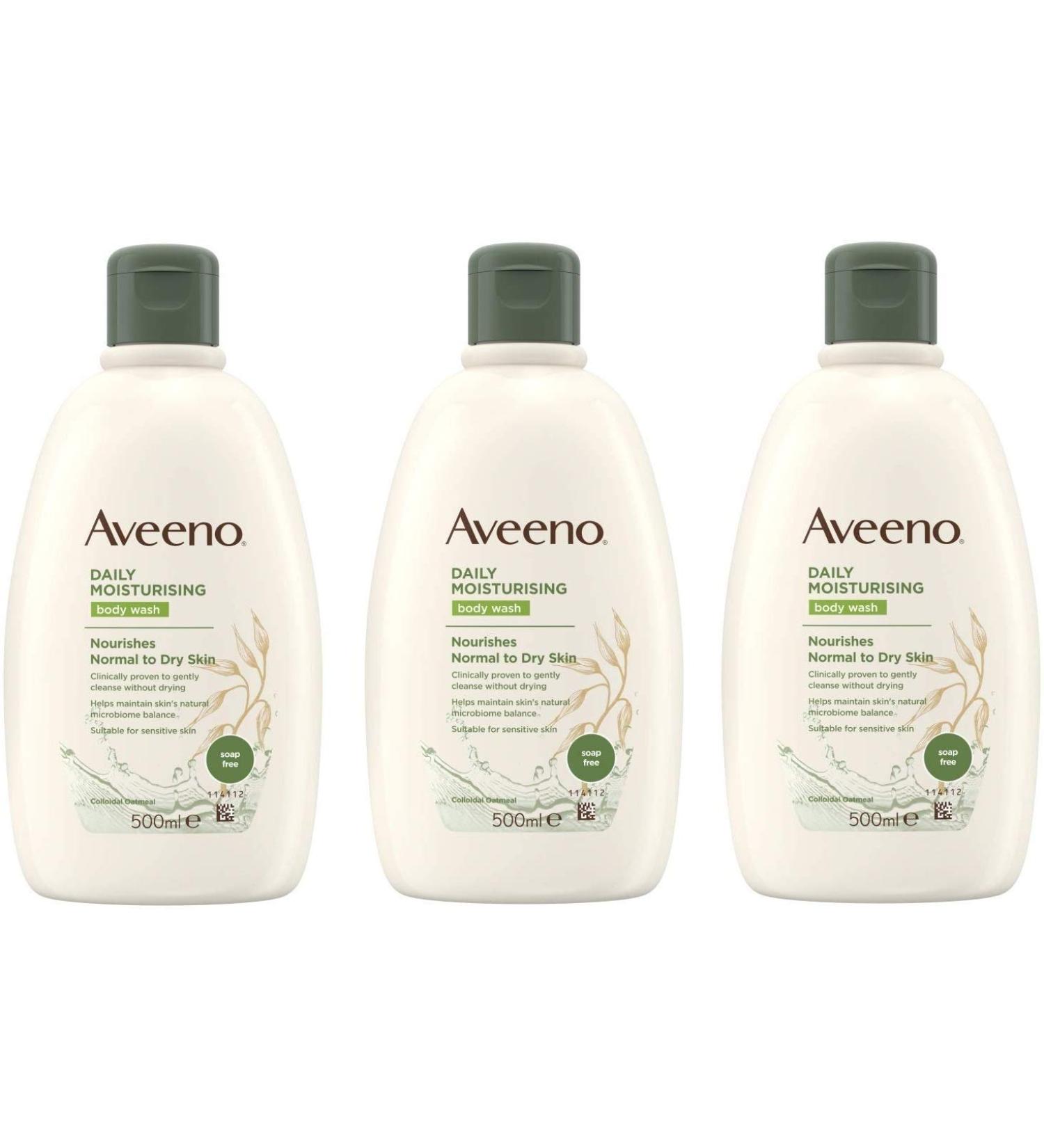 THREE PACKS of Aveeno Body Wash 500 ml Almond 500 ml (Pack of 1)