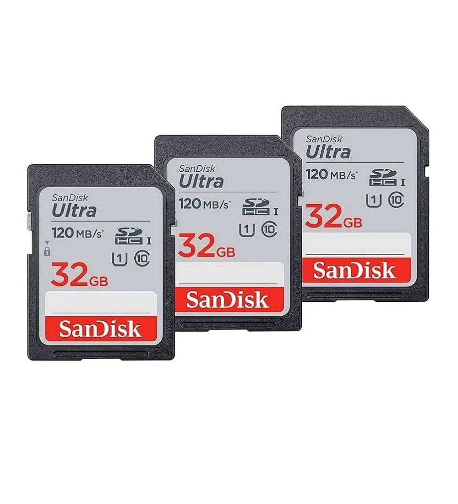 SanDisk 32GB Ultra SDHC UHS-I Memory Card - Pack of 3 - SDSDUN4-032G-GN6IM - Buy Online on GoSupps.com