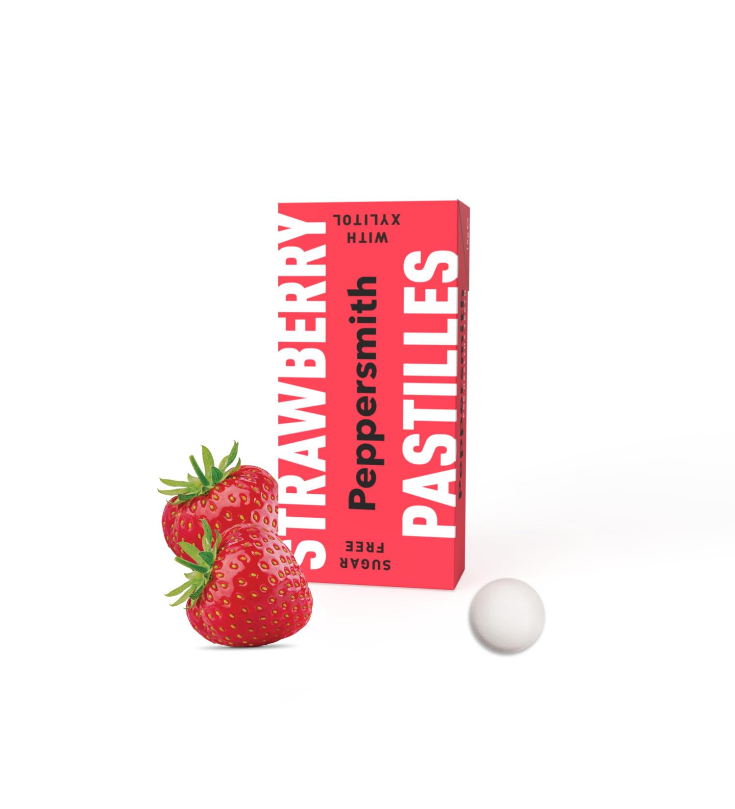 STRAWBERRY XYLITOL Sugar Free Pastilles Mints (Pack of 12) || Vegan & Keto Friendly