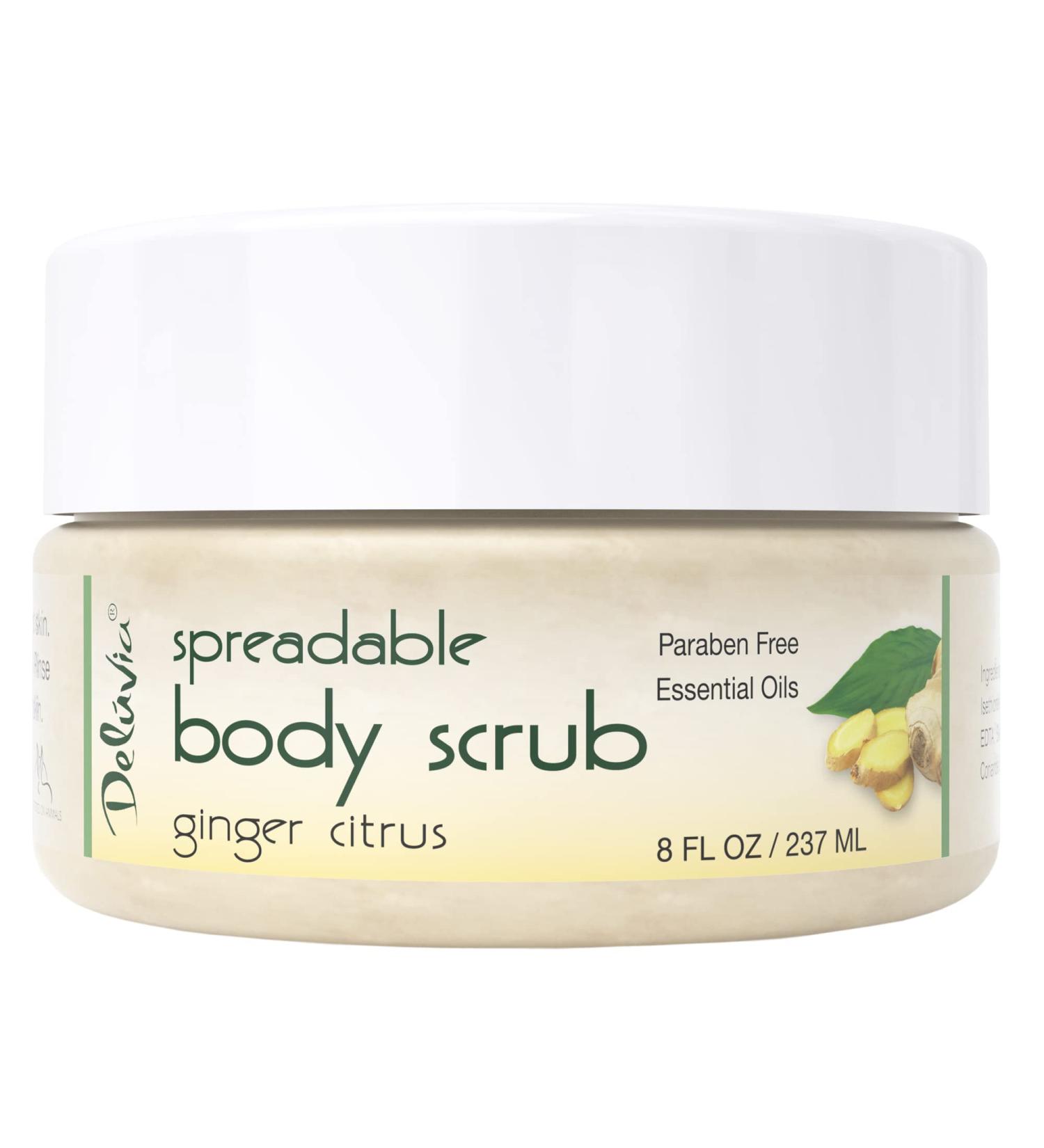 Deluvia Dead Sea Gentle Exfoliating Scrub Creamy Body Wash Shower Scrub with Sweet Almond Oil and Ginger Citrus Essential Oils 8 Fl Oz (Pack of 1) - Buy Online on GoSupps.com