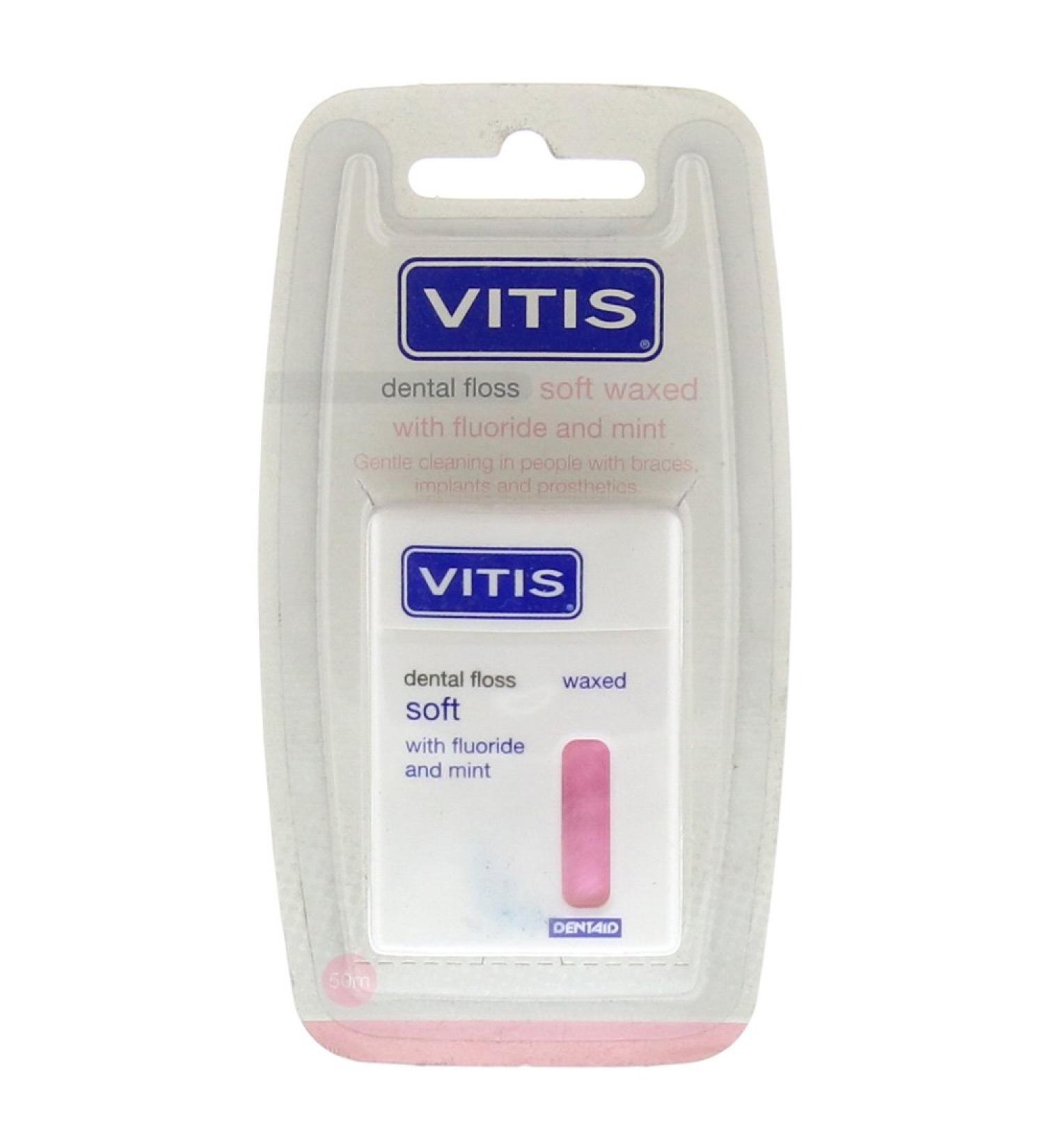 Vitis dental floss waxed with fluoride + mint