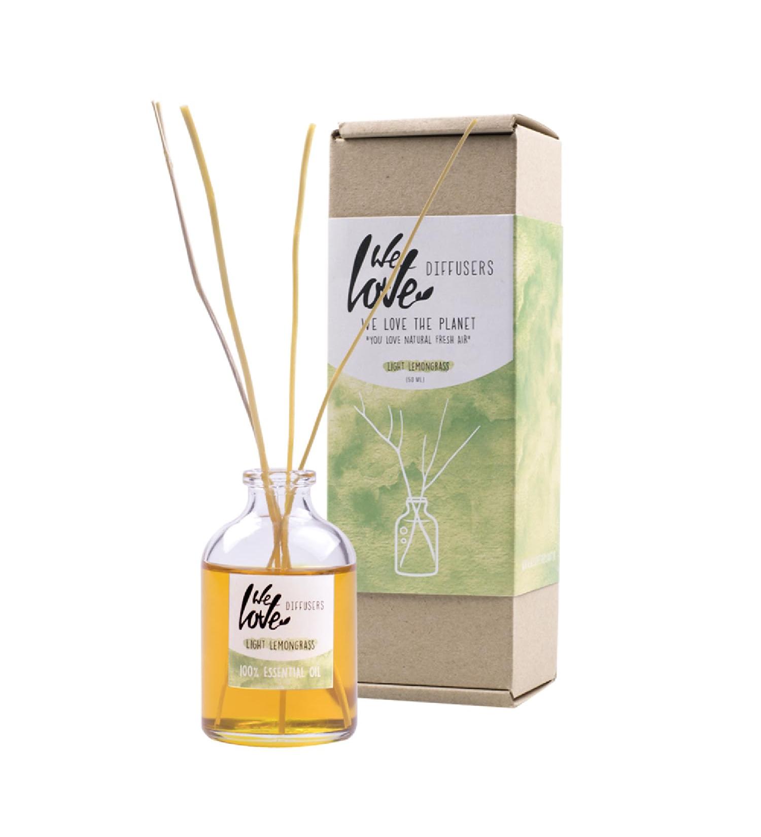 We Love The Planet Diffuser Light Lemongrass 50 ml - Eco-Friendly Aromatherapy for a Refreshing Home Atmosphere - Buy Online on GoSupps.com