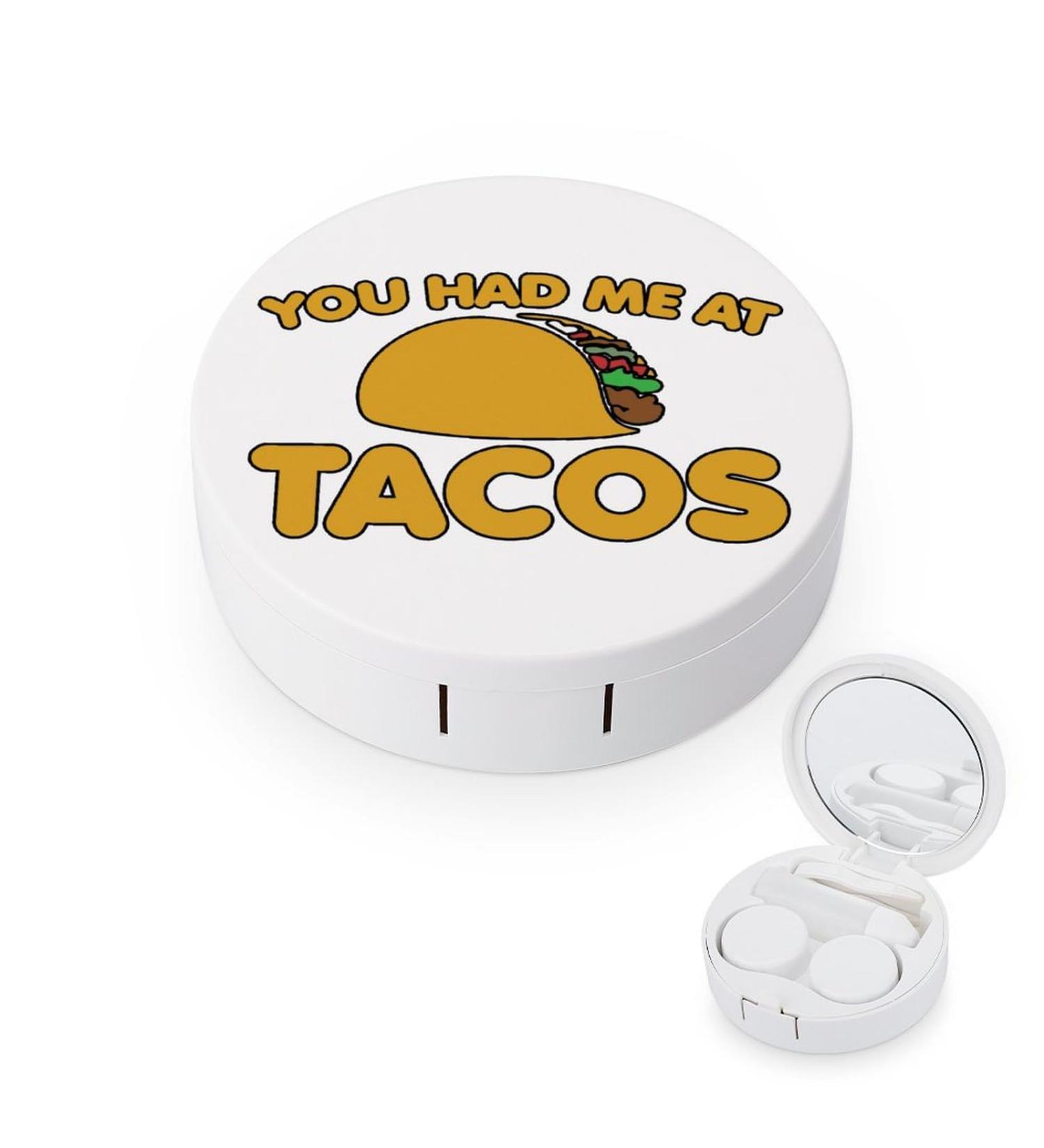 Buy You Had Me at Taco Cute Contact Lens Case - Portable Round Storage Kit with Mirror for Daily Use | International Shipping Available - Buy Online on GoSupps.com