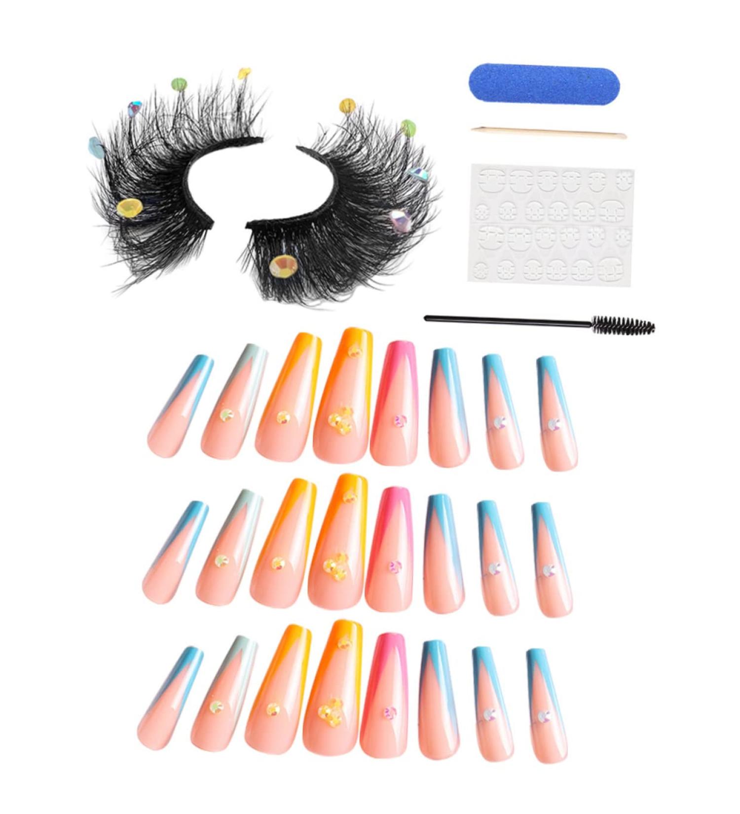 minkissy 1 Set Eyelash Manicure Set Natural False Lashes Pesta as Postizas Fluffy False Lashes Fake Nails Tips Faux Eyelashes Detachable Fake Nails Women False Eyelashes Miss Cross - Buy Online on GoSupps.com