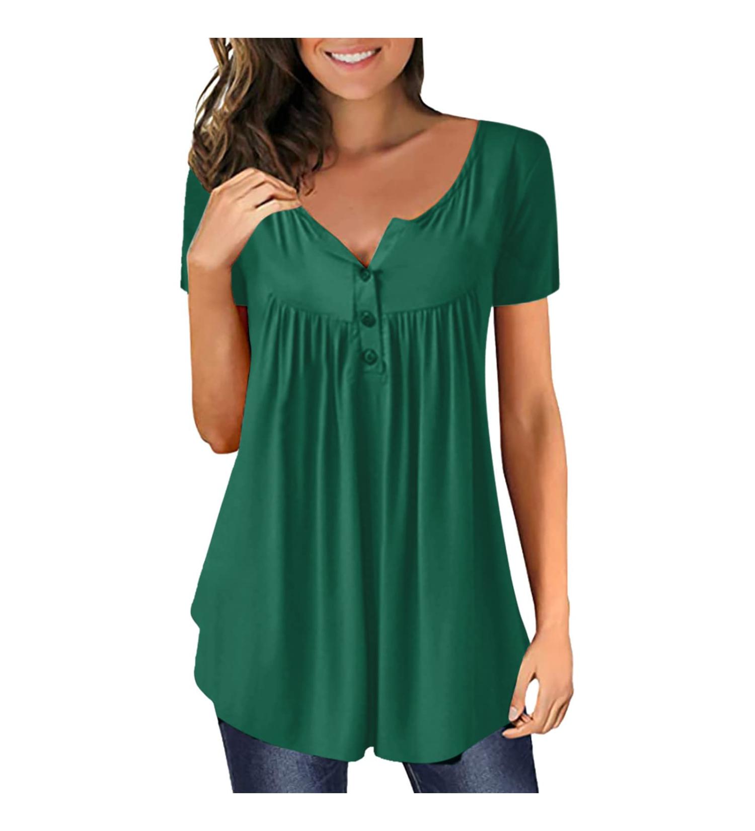 Women's Plus Size Army Green Floral Tank Top - V-Neck Summer Sleeveless Tunic Blouse, Size XL - Buy Online on GoSupps.com