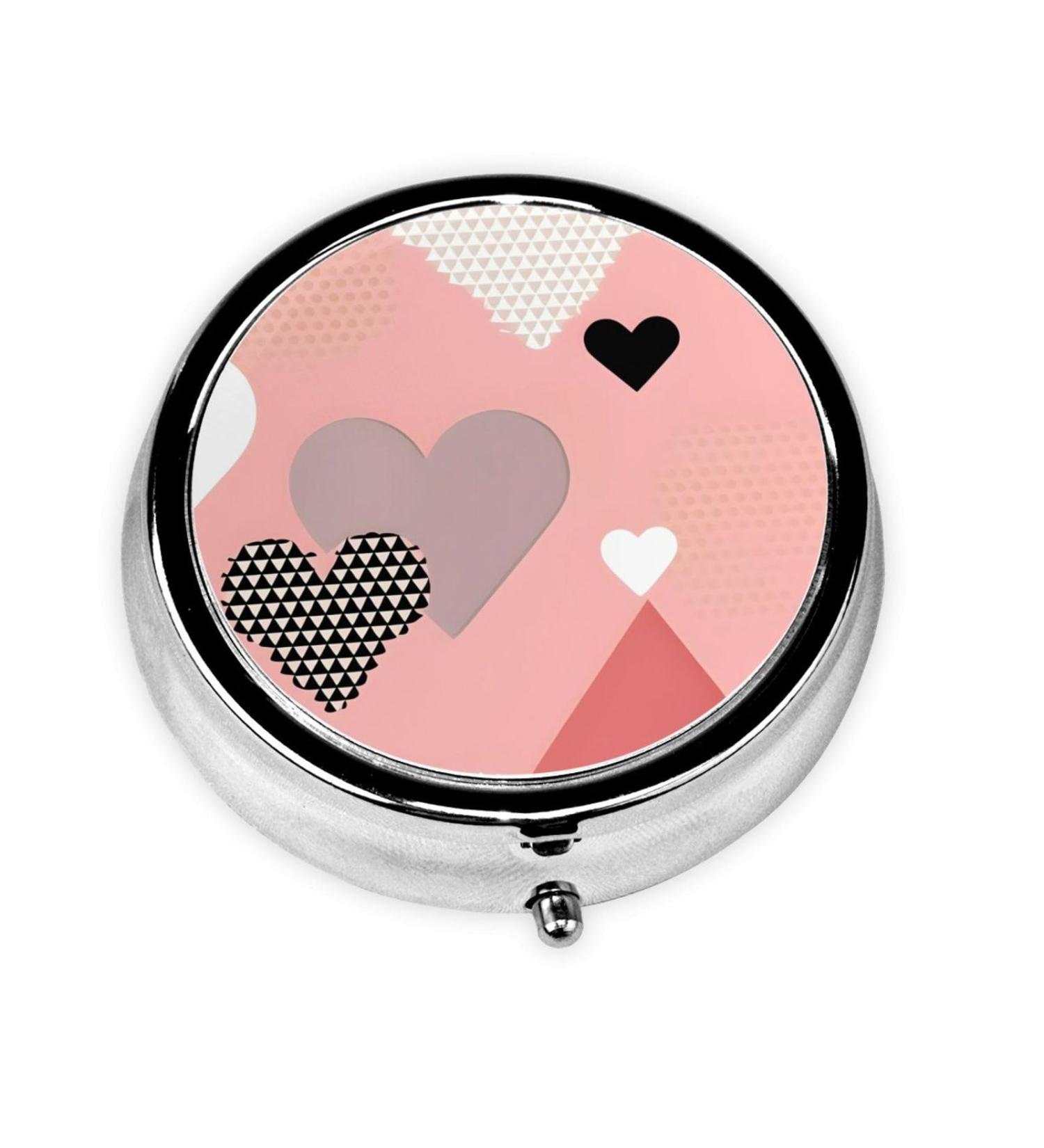 Abstract Love Chartround Pill Box - 3 Compartment Portable Organizer for Travel | Ideal Travel Pill Storage - Buy Online on GoSupps.com