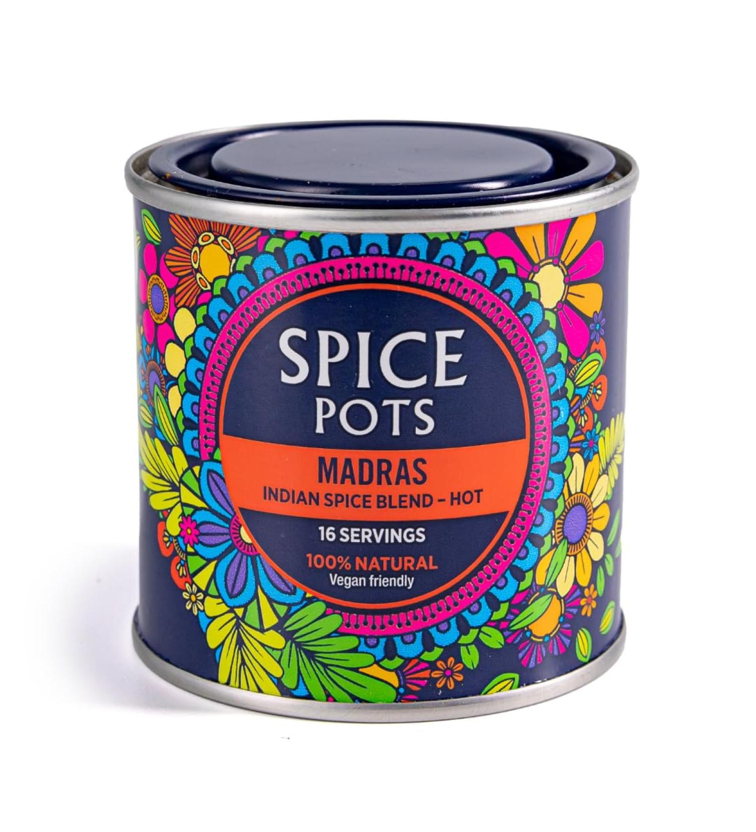 Spice Pots - Madras Curry Powder - 100% Natural Ingredients - Gluten Free & Vegan Curry Powder - Dry Spice Blend (Hot Heat) - 80g Pot (16 Servings) Madras Curry 80G - Buy Online on GoSupps.com