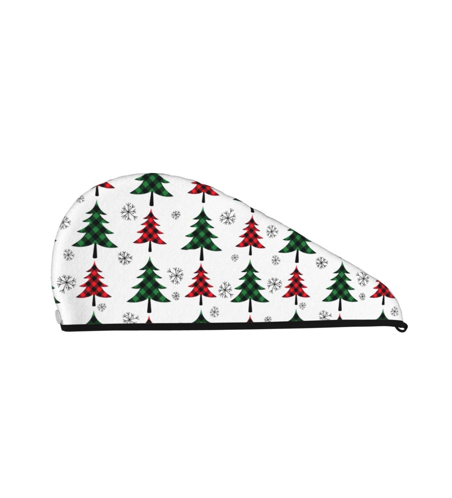 Buffalo Plaid Christmas Trees Microfiber Hair Towel | Super Absorbent Quick Dry Wrap for Long Curly & Thick Hair - Buy Online on GoSupps.com