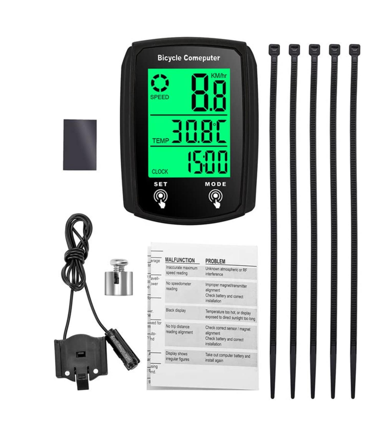 Wireless Bike Speedometer & Odometer with Backlight Display - Waterproof Cycling Computer for Tracking Speed, Distance, Time & Calories - Black - Buy Online on GoSupps.com