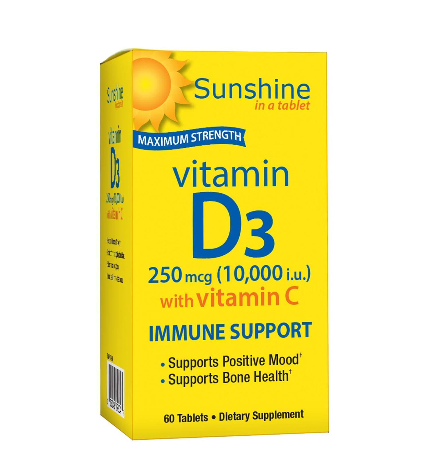 Sunshine Vitamin D 10,000 IU for Healthy & Strong Bones - 30 Servings - Buy Online on GoSupps.com