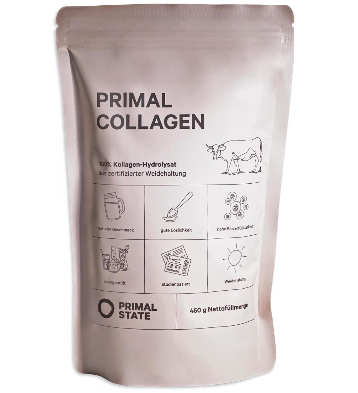 Primal State Collagen Powder 460g - Bioactive Hydrolysate Peptides Type 1 & 3 - Tasteless & Highly Soluble - Ideal for International Shipping - Buy Online on GoSupps.com
