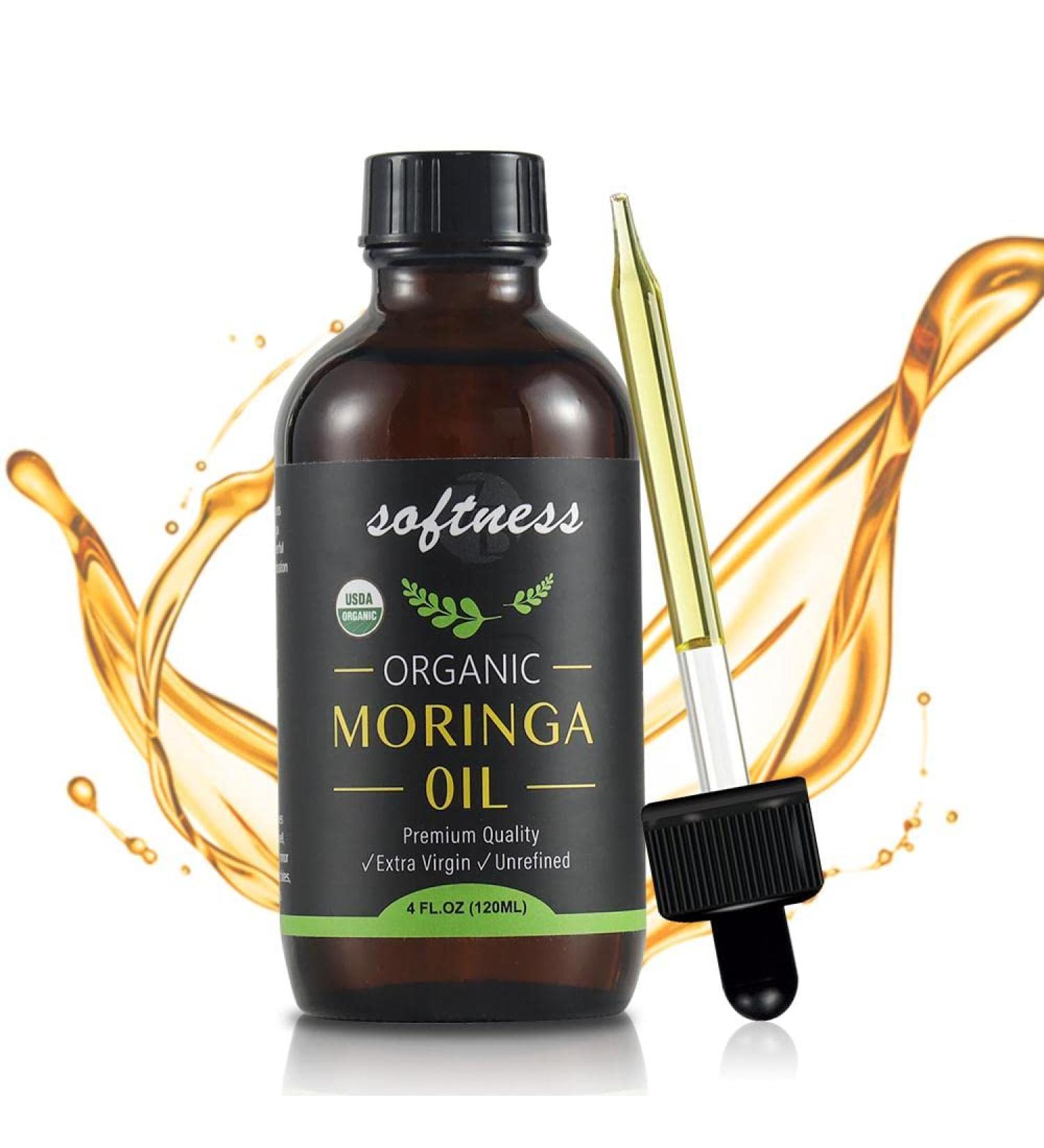 Moringa Oil: Mild Jasmine Scent, USDA Certified Organic, 100% Pure Cold-Pressed Natural Moisturizer for Skin, Face, Body, Hair - Non-GMO, Vegan - Buy Online on GoSupps.com