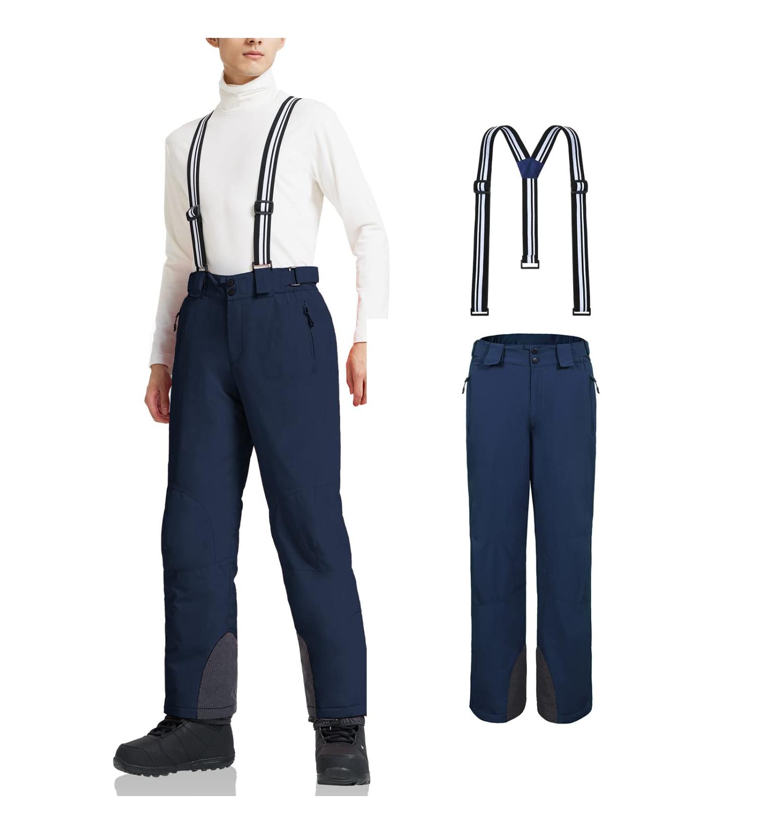 AOLI RAY Men's Ski & Snowboard Pants - Waterproof Windproof Bibs with Removable Straps - Dark Blue Outdoor Gear - Buy Online on GoSupps.com