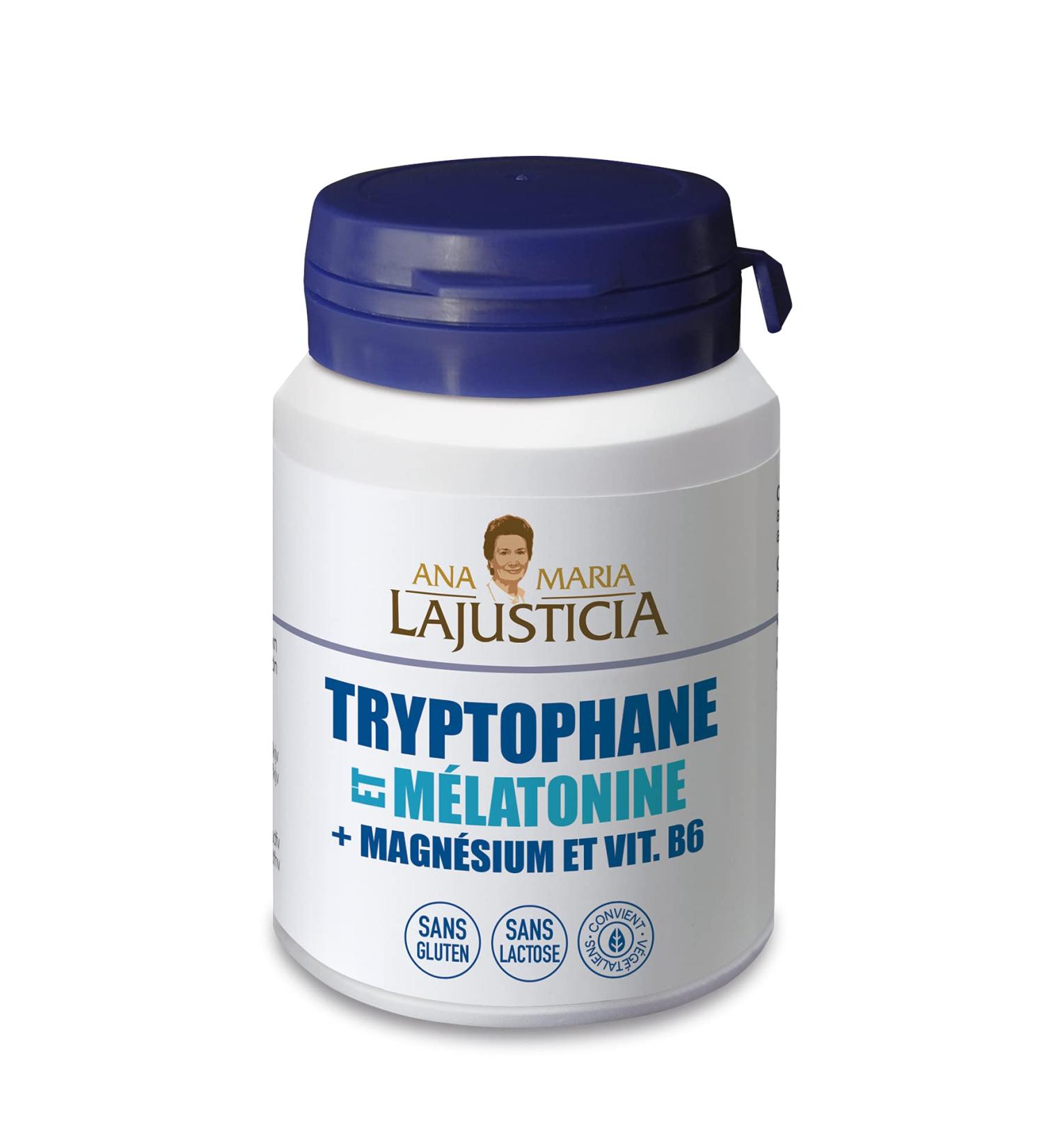 Ana Maria Lajusticia -Tryptophan enriched with melatonin +magnesium +vitamin B6 -60 tablets. It induces sleep and improves its quality. Suitable for vegans. Box for 30 days of treatment - Buy Online on GoSupps.com