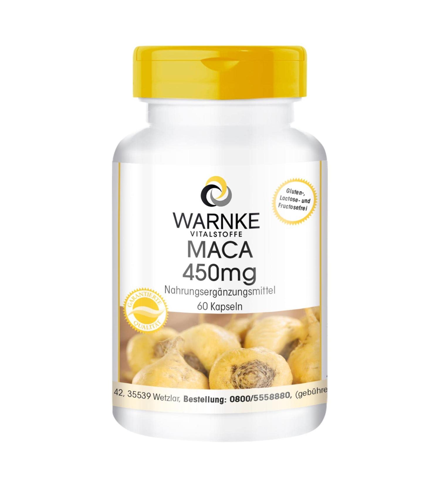 Maca 450mg - high dosage - vegan - 60 capsules - yellow maca root | Warnke Vitalstoffe - Quality from German pharmacies - Buy Online on GoSupps.com