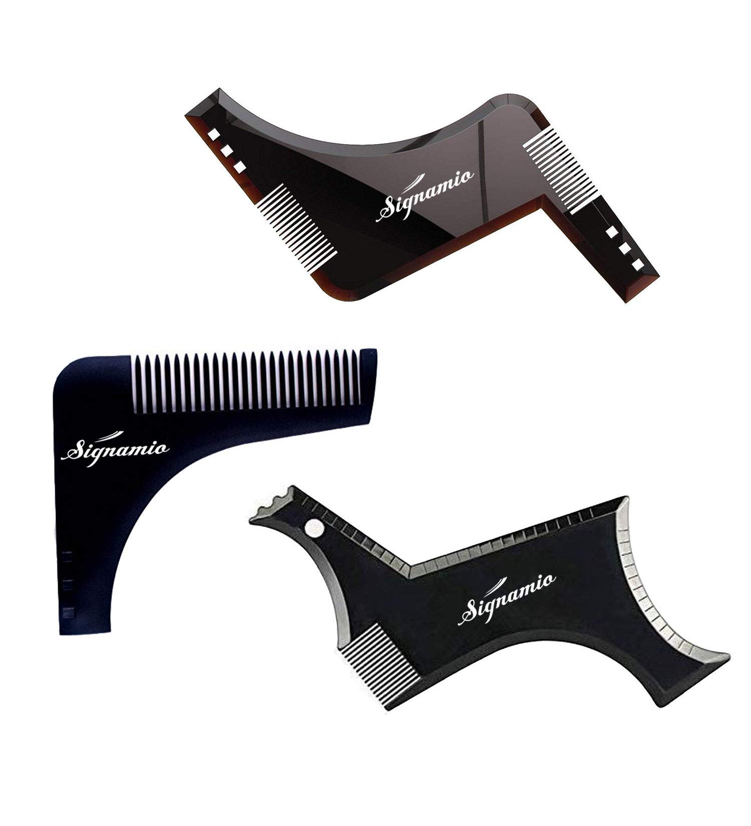 SIGNAMIO 3 Pack Beard Shaper Tool with Comb for Men - Home and Salon Use, Black, 3-Pc Set - Buy Online on GoSupps.com