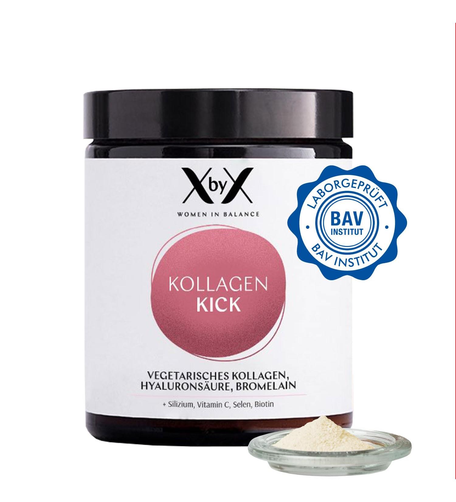 Xbyx Collagen Kick 90g - Vegetarian Premium Collagen Powder for Skin Hair Nails Joints | Type 1 5 & 10 Collagen | Made in Germany | 45 Portions - Buy Online on GoSupps.com