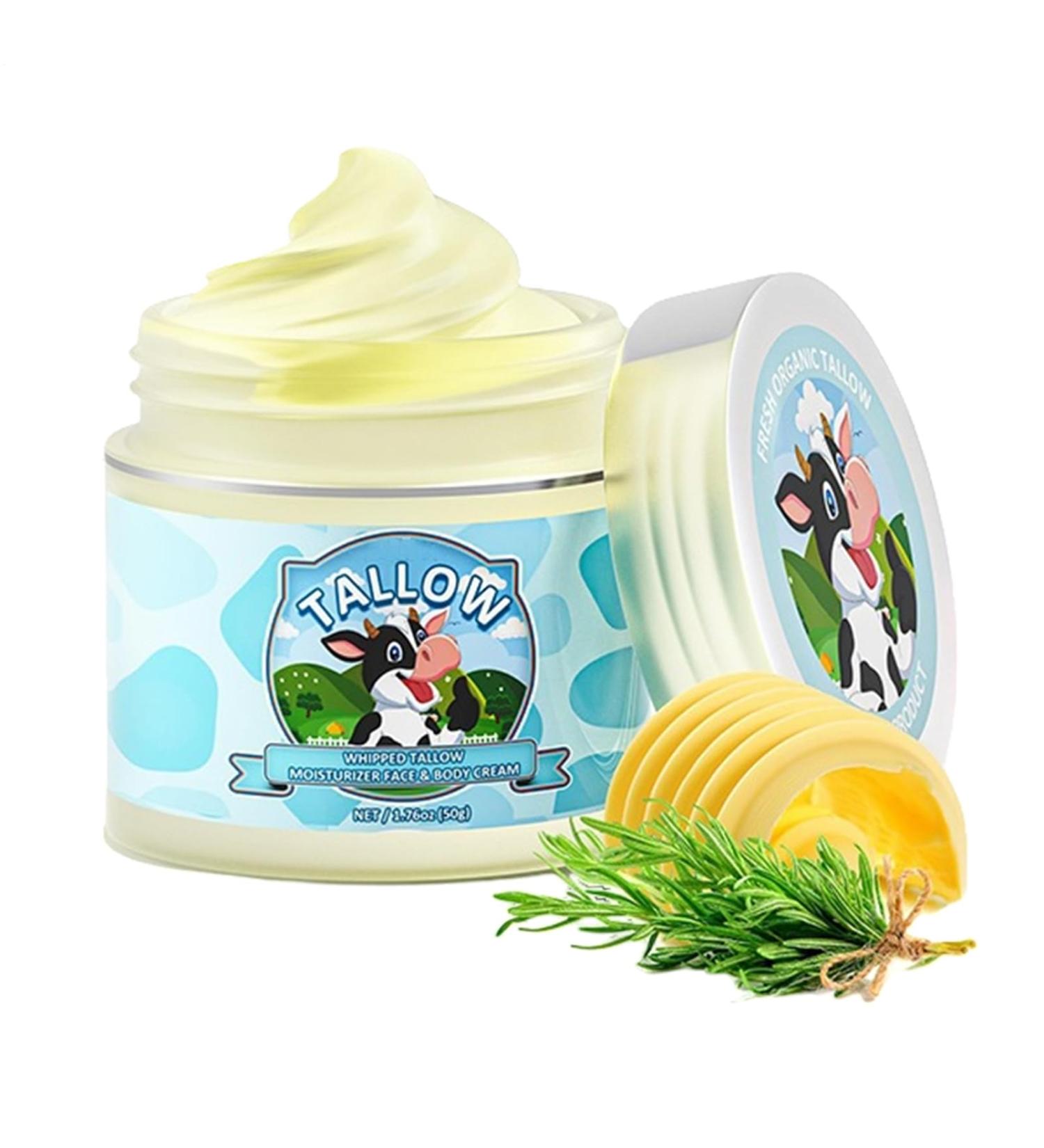  Mimoqk Beef Tallow Face Cream Organic Whipped Butter Moisturizer Natural Soothing Balm Hydrating Lotion for Dry Skin 50g for Face Hands Body Day & Night Care - Buy Online on GoSupps.com