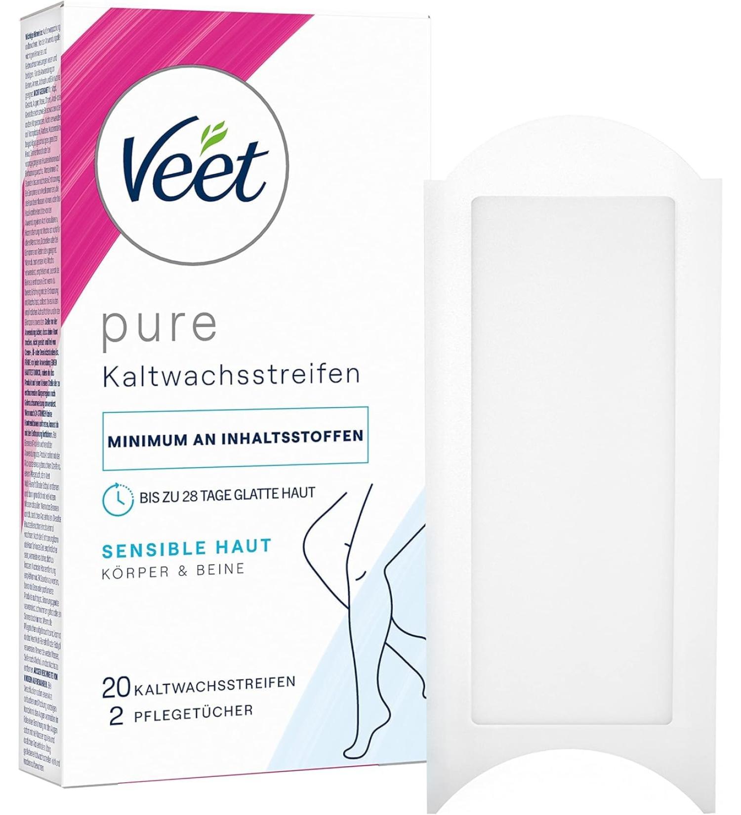 Veet Cold Wax Strips for Sensitive Skin - Easy-Gelwax Technology for Legs & Body | 20 Pack - Buy Internationally - Buy Online on GoSupps.com