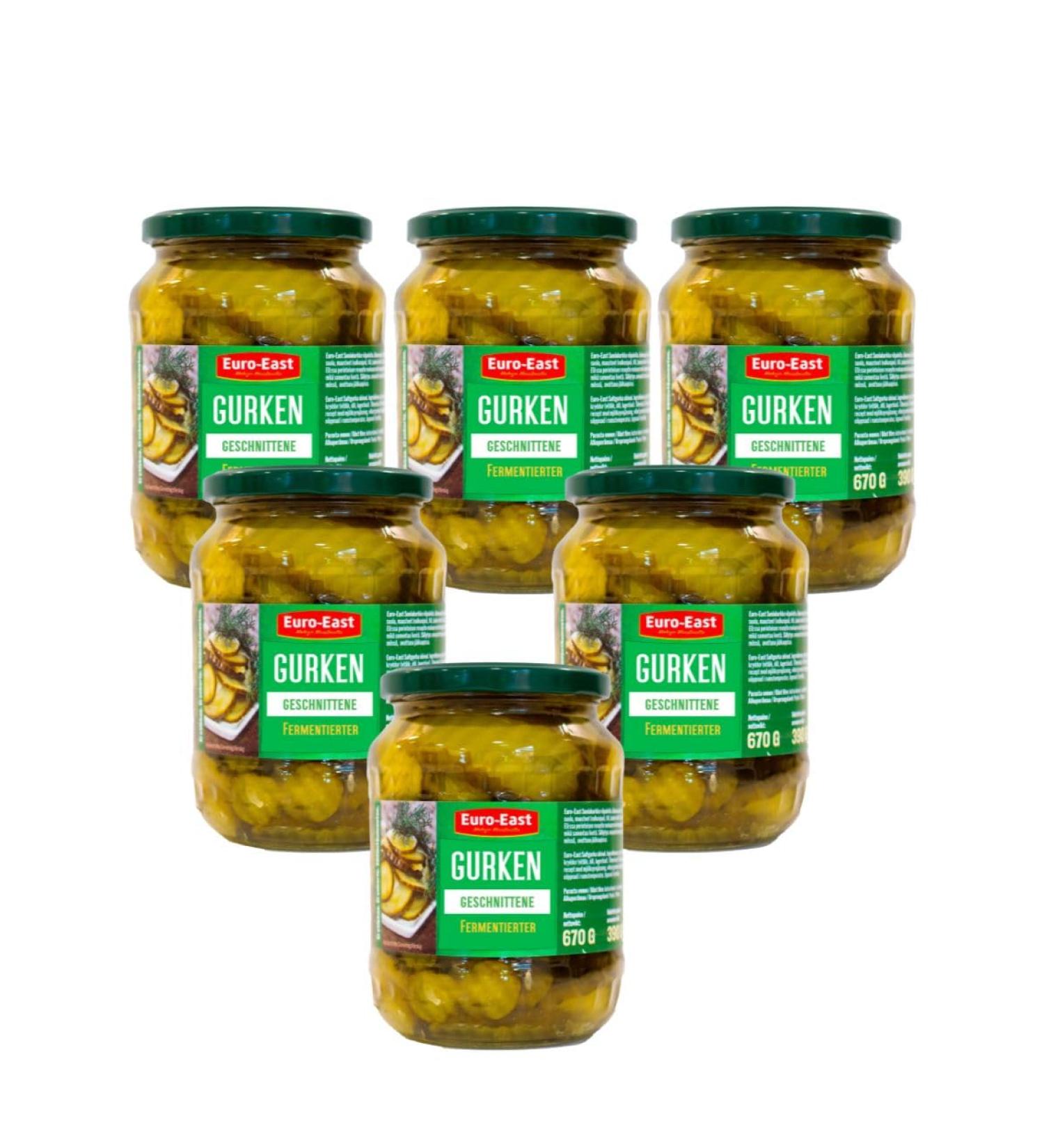 East-Euro Fermented Sliced Cucumber 6-Pack Jar | Traditional Pickling Method | 670g - Buy Online on GoSupps.com