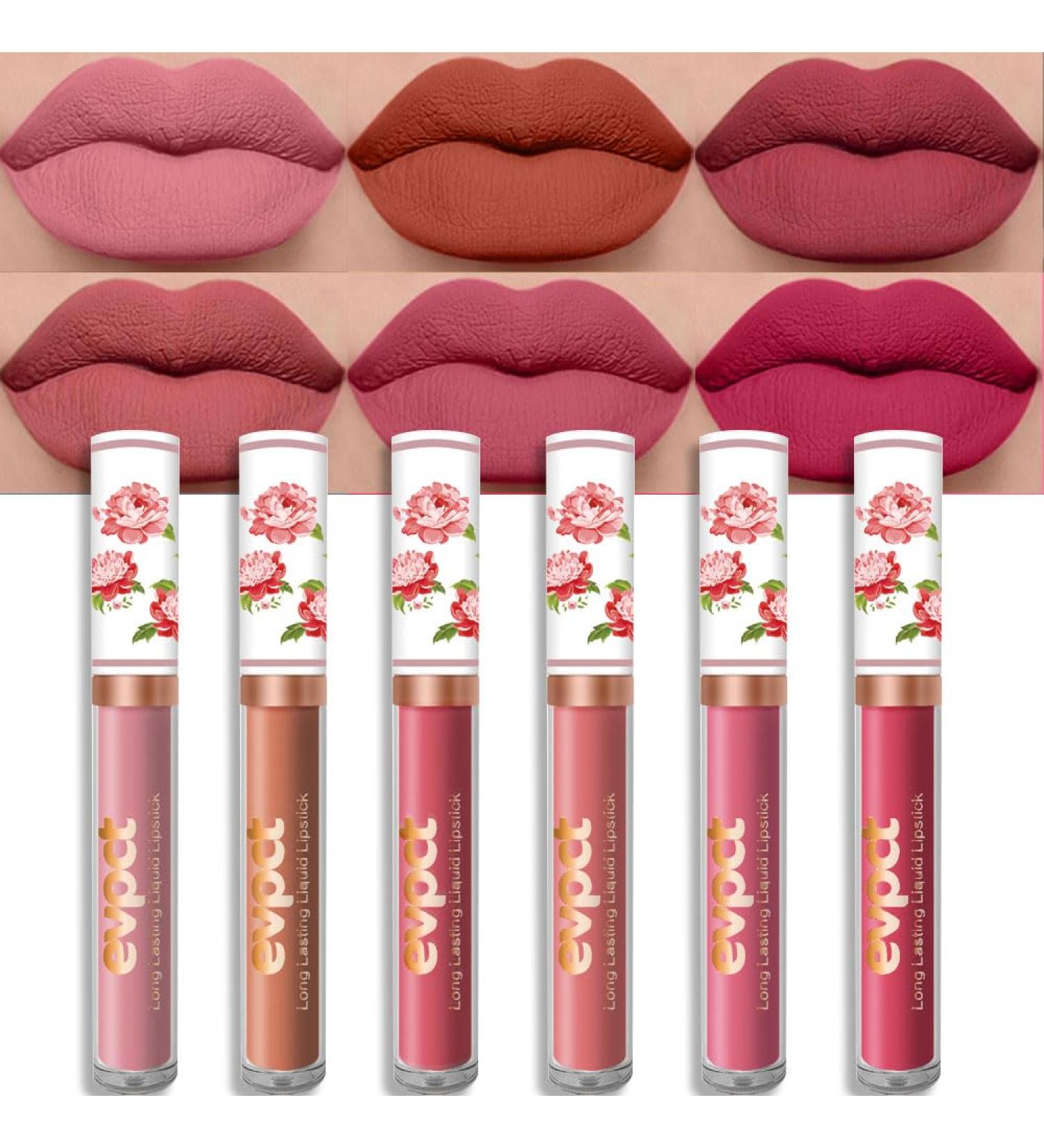 evpct Peony Flower Liquid Matte Lipstick - B-Set03 - Pack of 6 - Buy Online on GoSupps.com