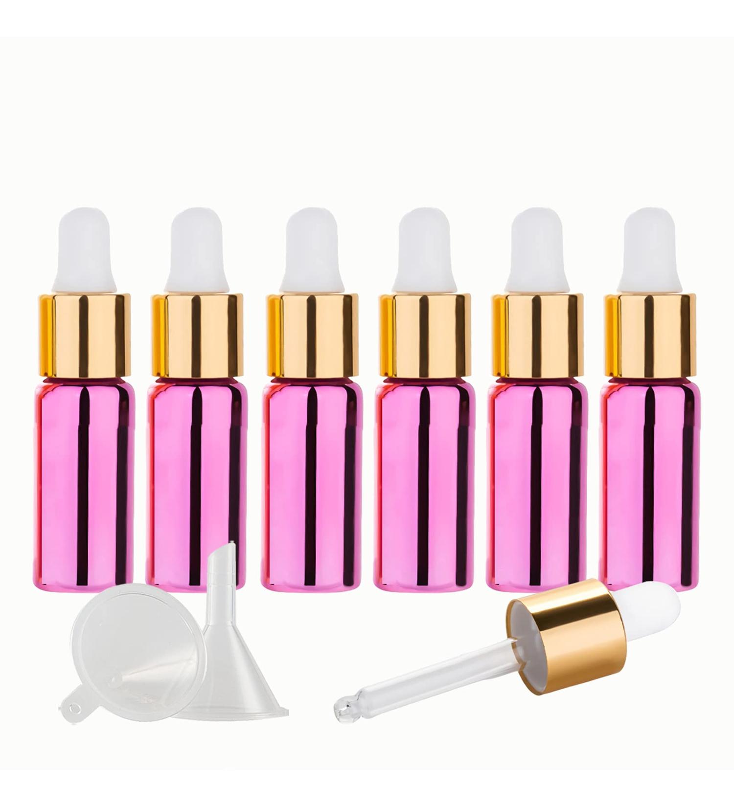 Tianzd 6 Pack 5ml Chrome Pink Drip Bottles with Glass Pipette - Perfect for Perfume & Essential Oils - Buy Online on GoSupps.com