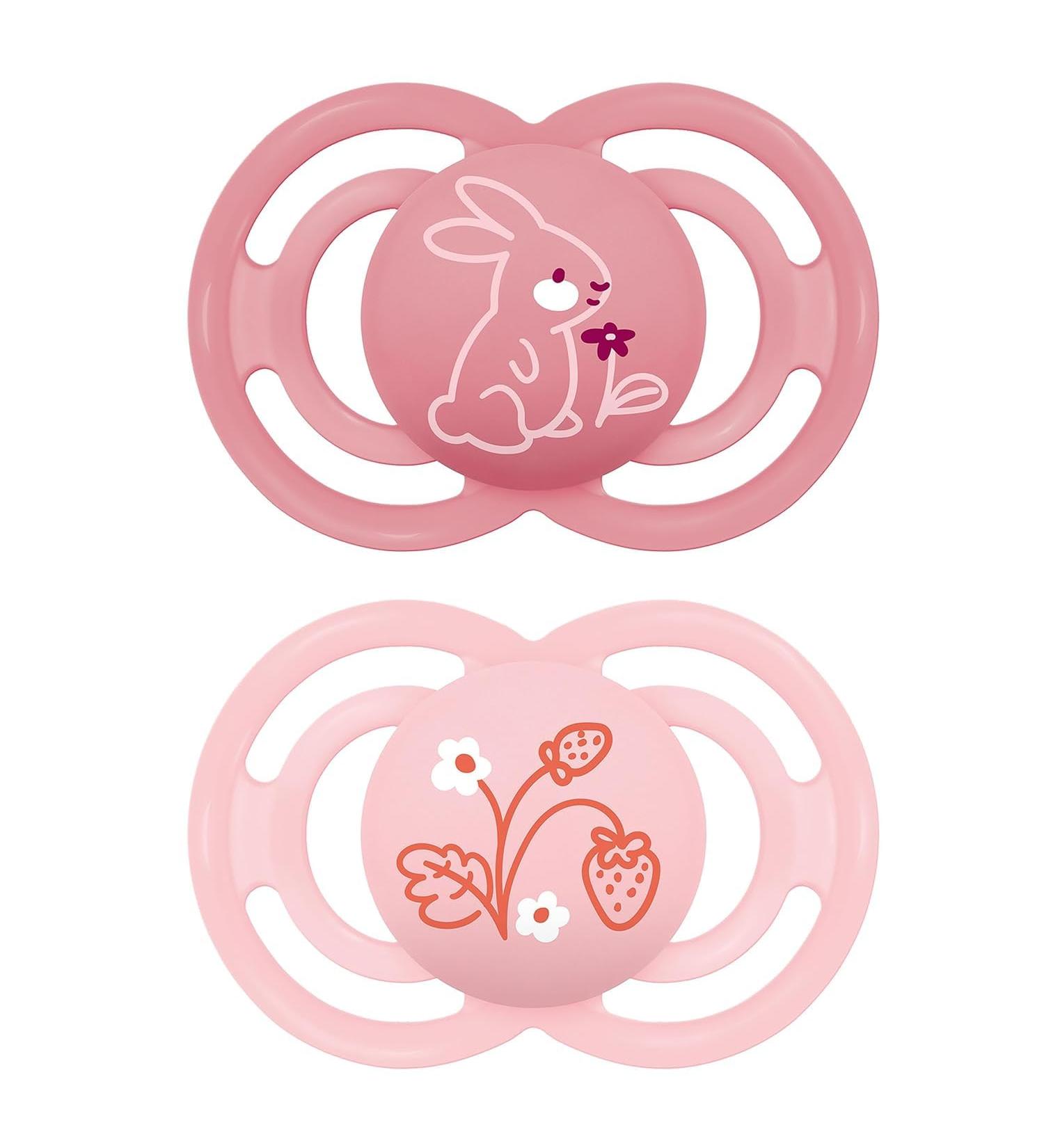 Mam Perfect Schnuller Set of 2 | Dental & Jaw Development Baby Pacifier | Eco-Friendly Silicone | 16+ Months | Rabbit & Flower Designs - Buy Online on GoSupps.com