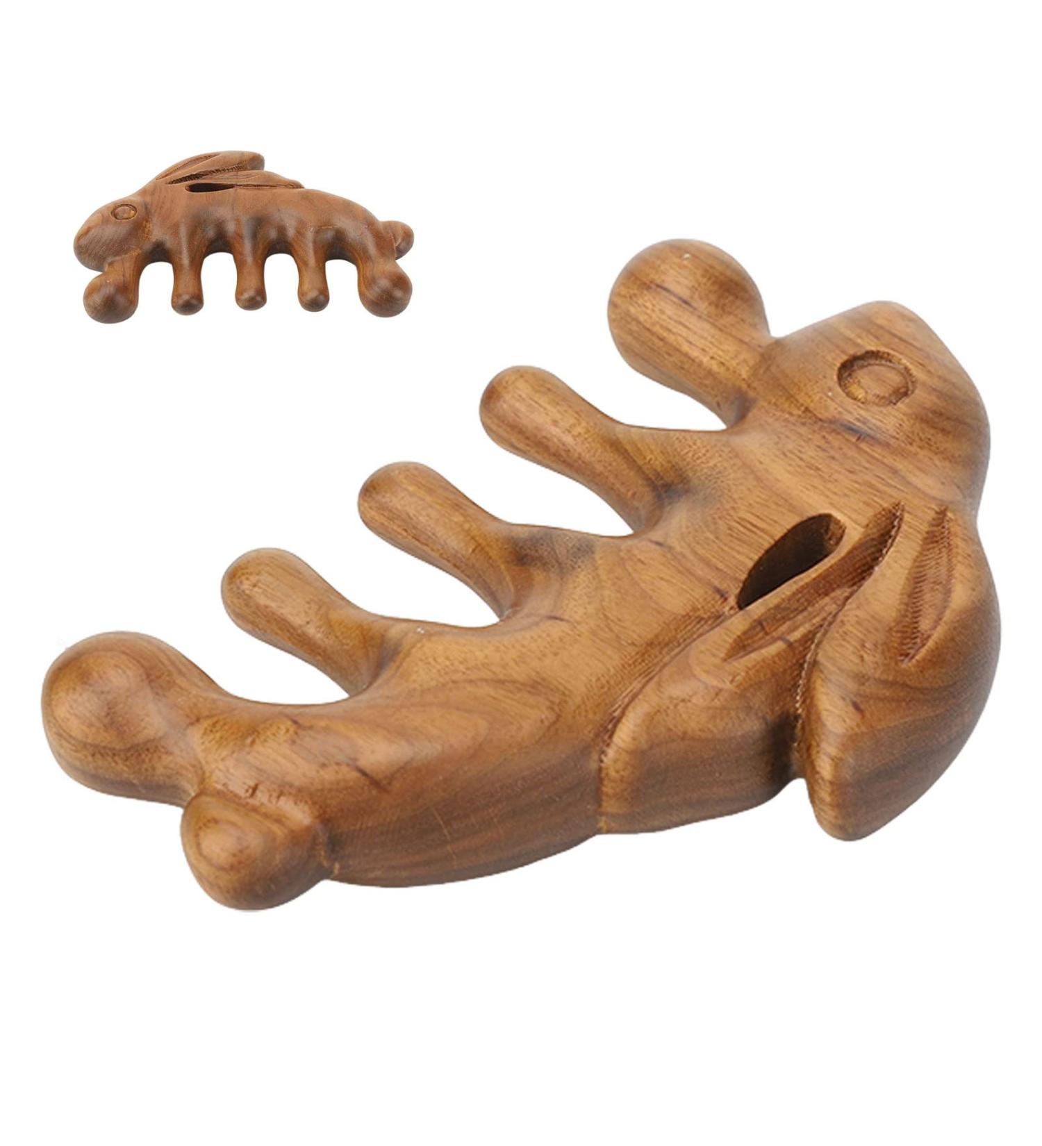 GFRGFH Sandalwood Massage Comb - Wide Teeth Head & Scalp Relief Animal Gua Sha Comb for Neck & Back - Natural Wellness Tool - Buy Online on GoSupps.com