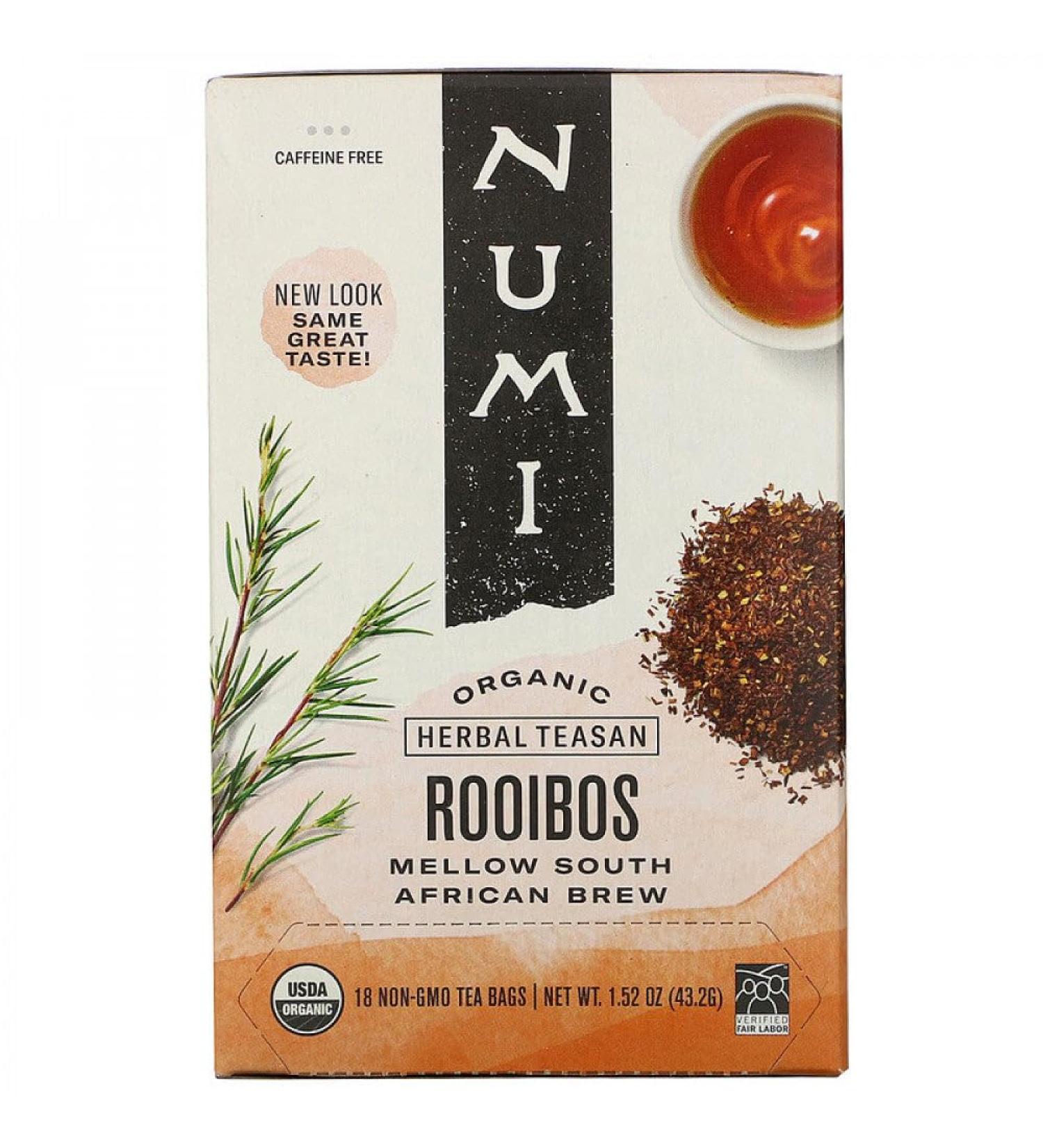 NUMI Certified Organic Rooibos Tea Bags 18/ Pack (sold as 2 packs/case)