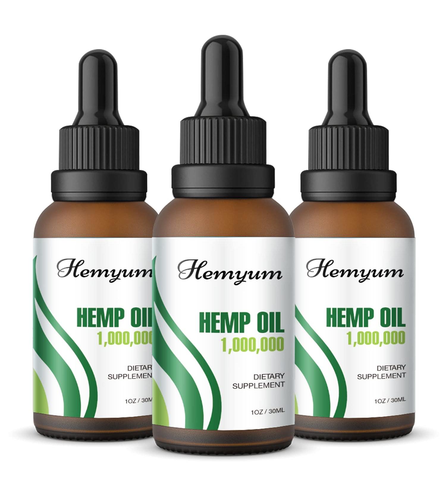 Organic Hemp Oil by Hemyum - 1 000 000 Maximum Strength - Anxiety & Stress Relief - Natural Hemp Tincture - 3-Pack - Buy Online on GoSupps.com