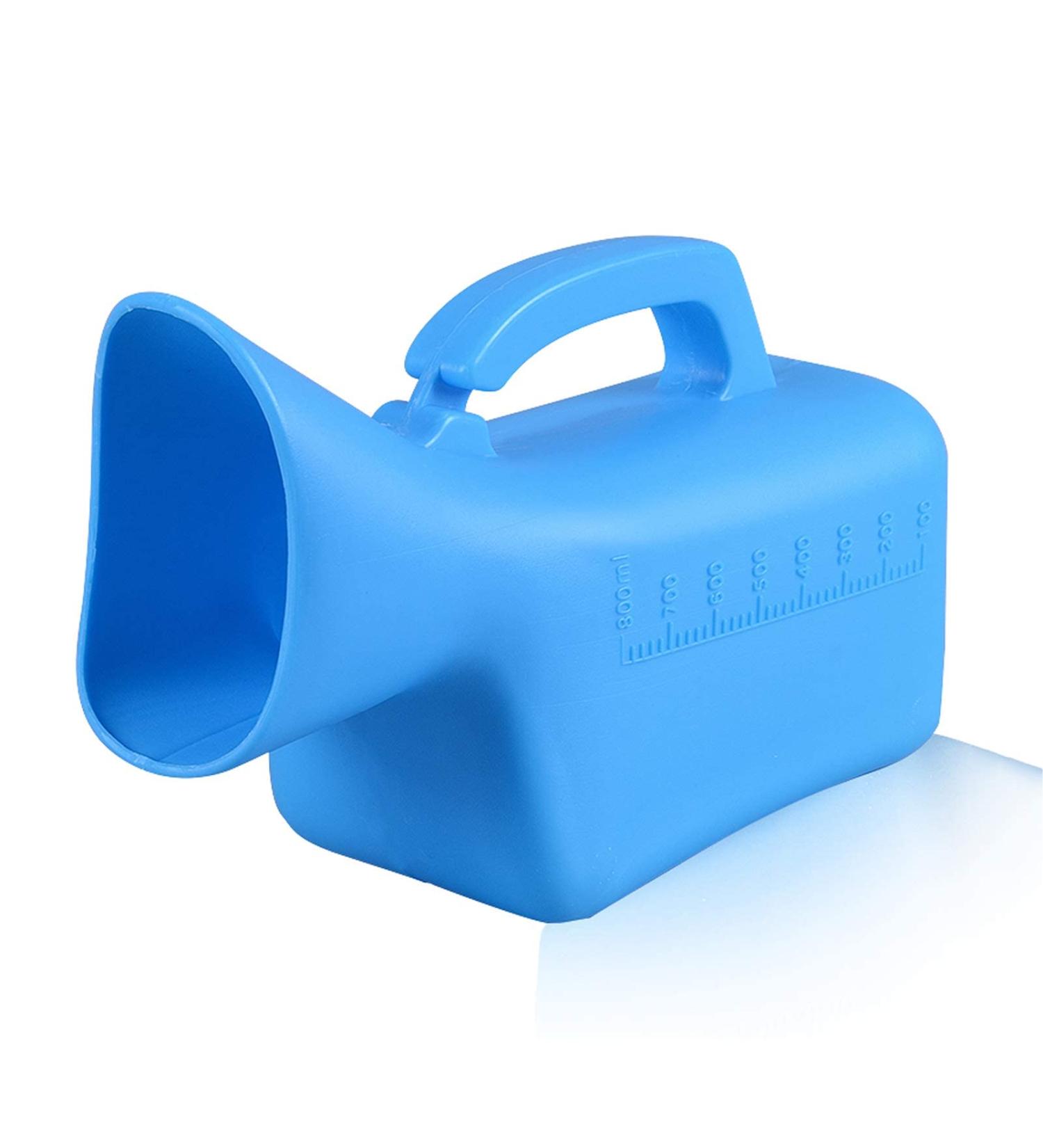 Women Portable Urinal Large Diameter Reusable Home Potty Thick Firm Urine Bottle with Lid for Female 1000Ml Blue Happy - Buy Online on GoSupps.com